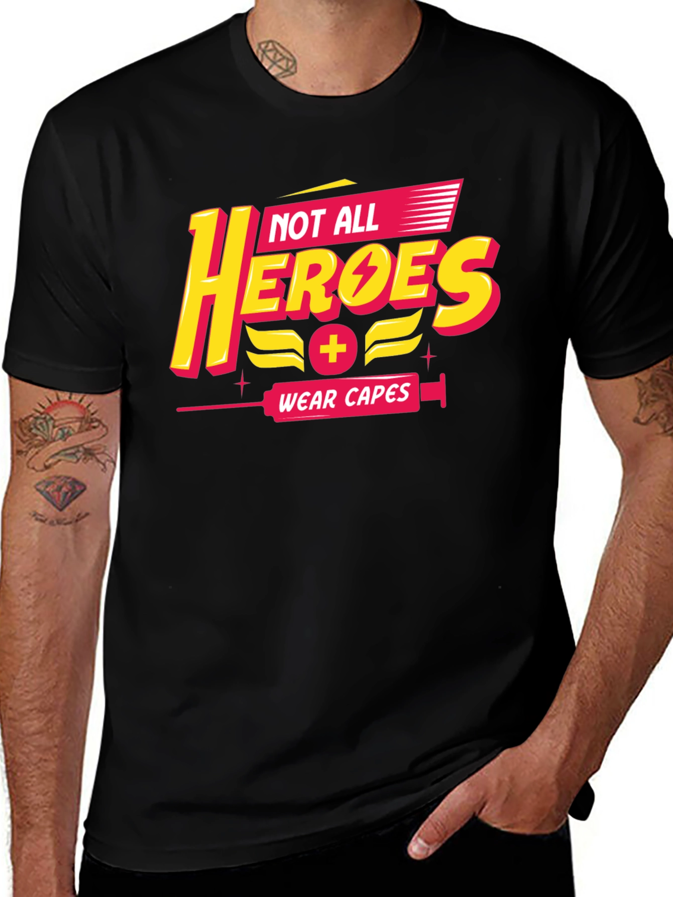 Variant 28 of Not All Heroes Wear Capes Black T-Shirt