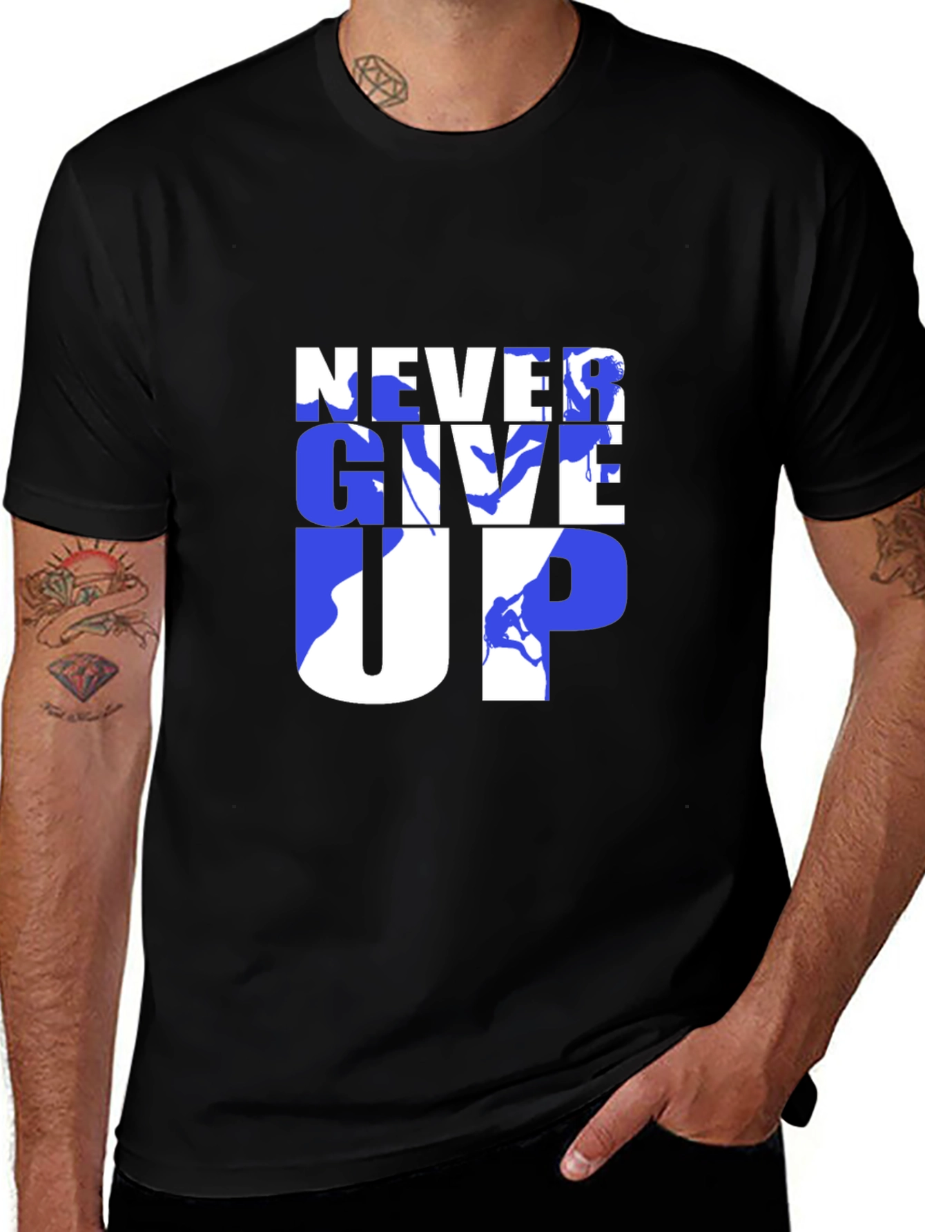 Variant 29 of Never Give Up Graphic Tee - Motivational Design