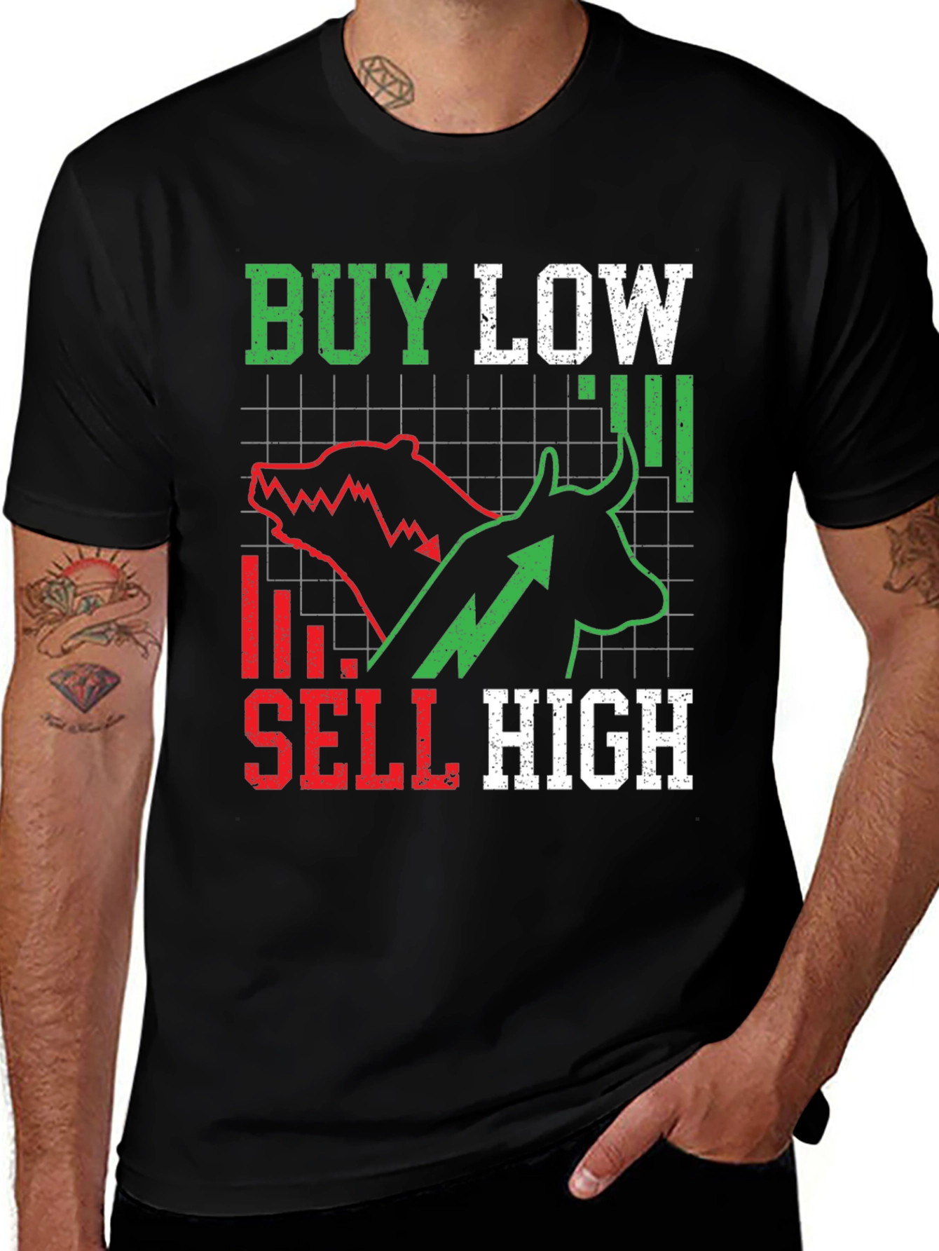 Variant 2 of Buy Low Sell High Graphic Tee