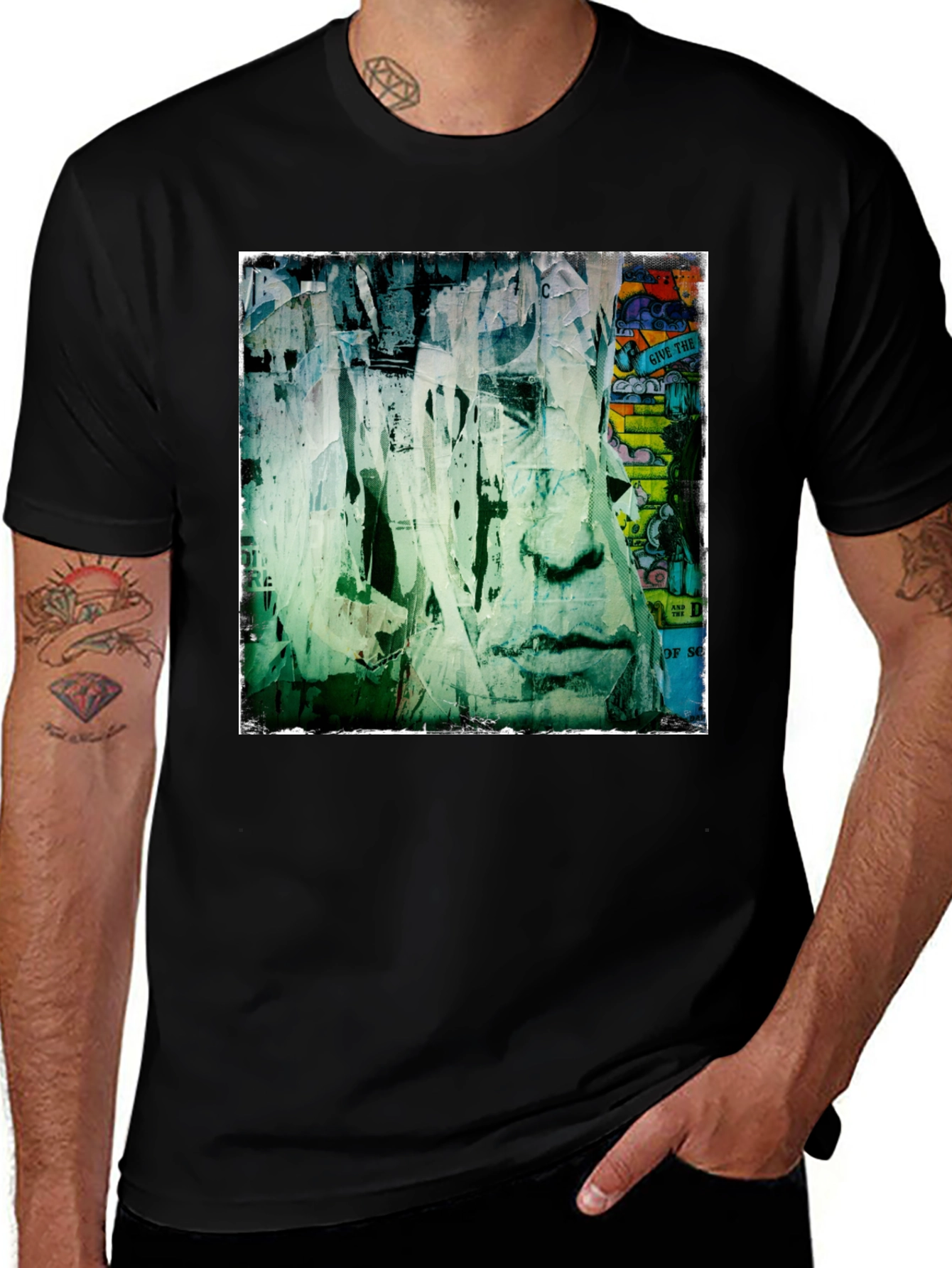 Variant 13 of Abstract Face Graphic Black T-Shirt