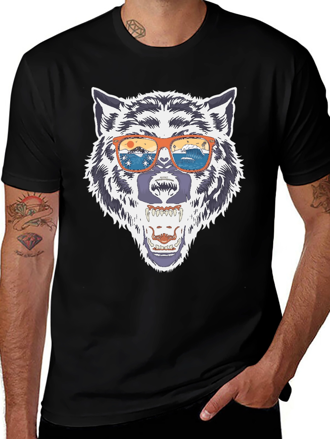 Variant 17 of Wolf Graphic Tee - Summer Vibes Sunglasses