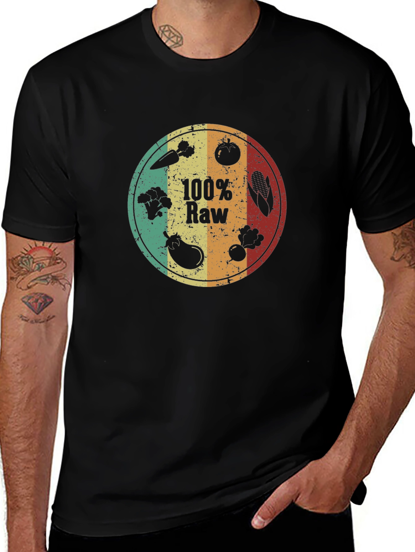 Variant 21 of 100% Raw Vegan Graphic Tee - Healthy Lifestyle Shirt