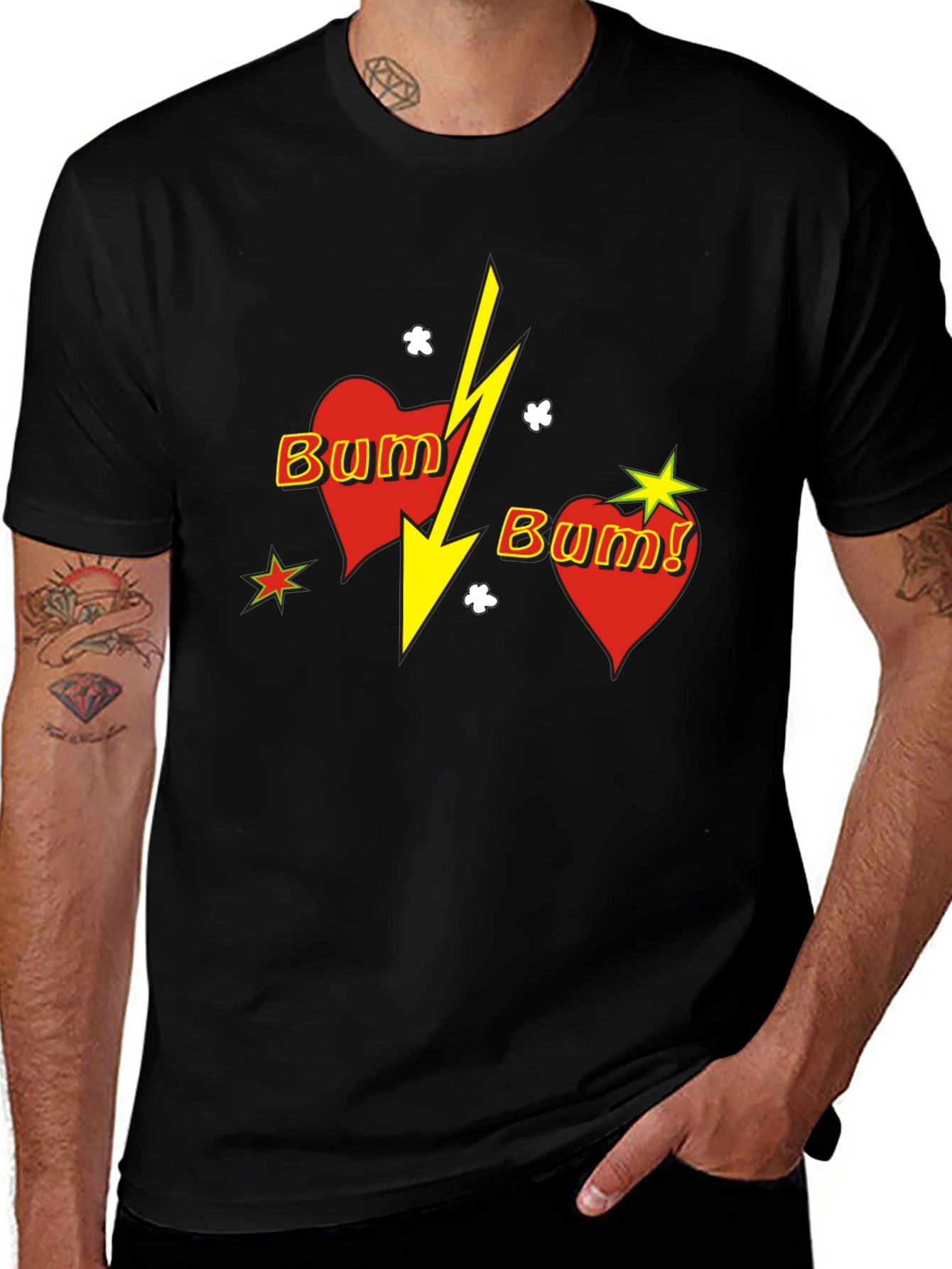 Variant 6 of Bum! Heart Graphic Black T-Shirt