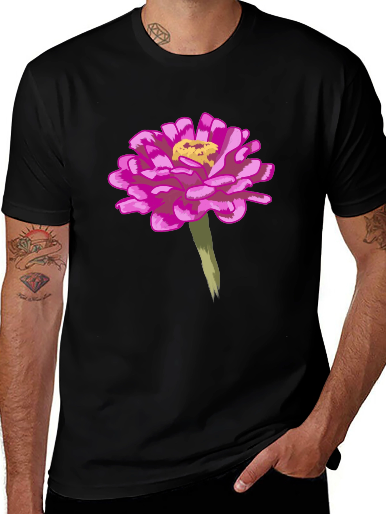 Variant 26 of Floral T-Shirt - Pink Flower Graphic Tee