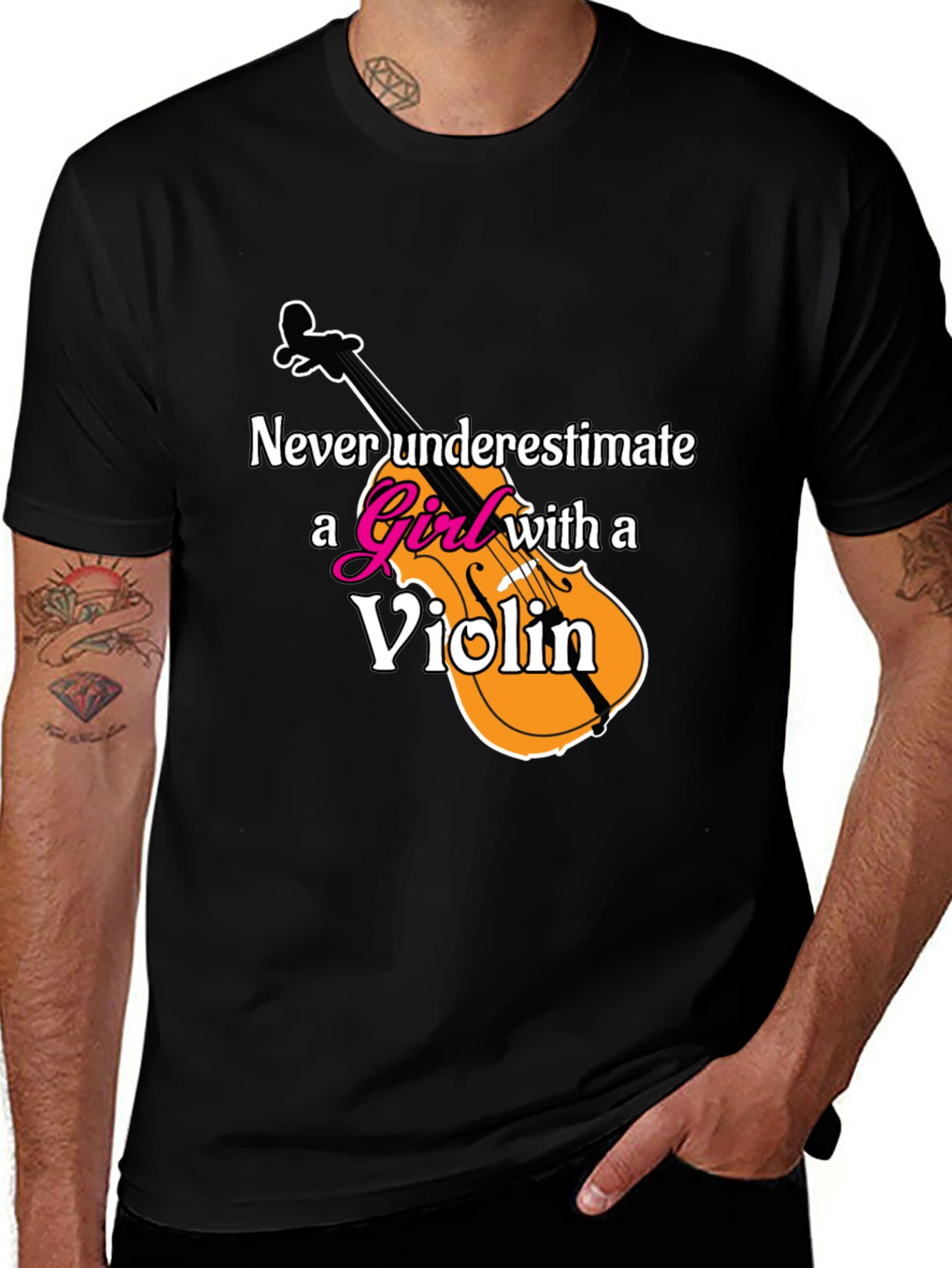 Never Underestimate A Girl With A Violin T-Shirt