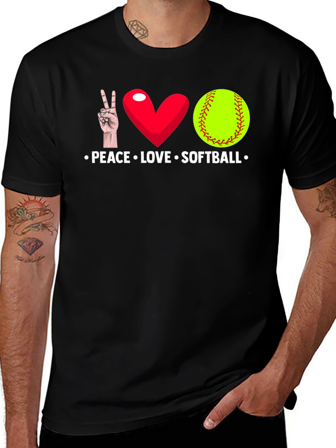 Variant 16 of Peace Love Softball T-Shirt