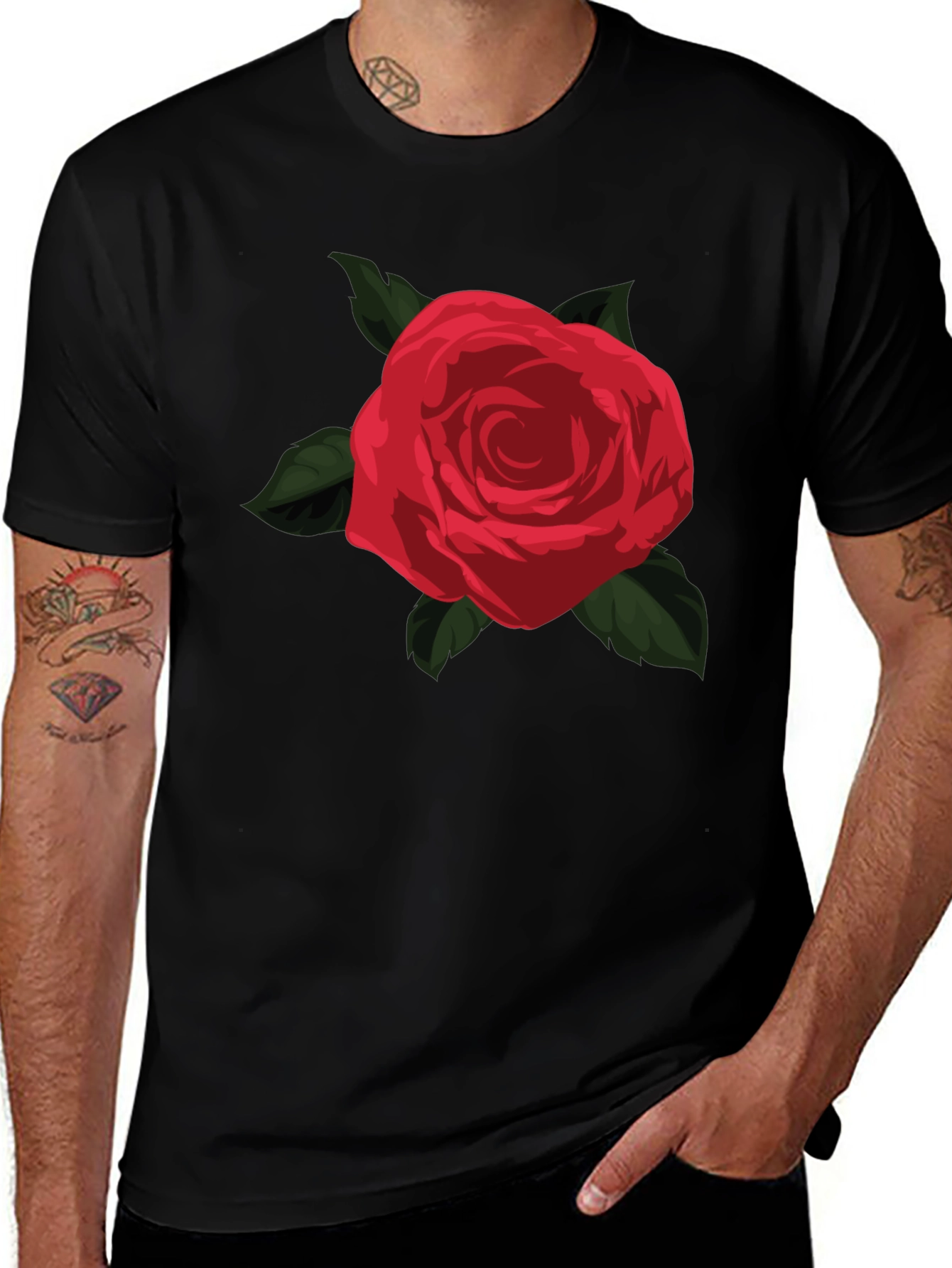 Variant 10 of Red Rose Graphic T-Shirt - Stylish Floral Tee