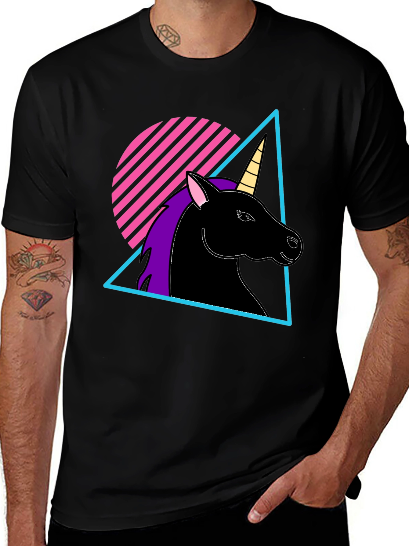 Variant 13 of Retro Unicorn T-Shirt - Black Graphic Tee