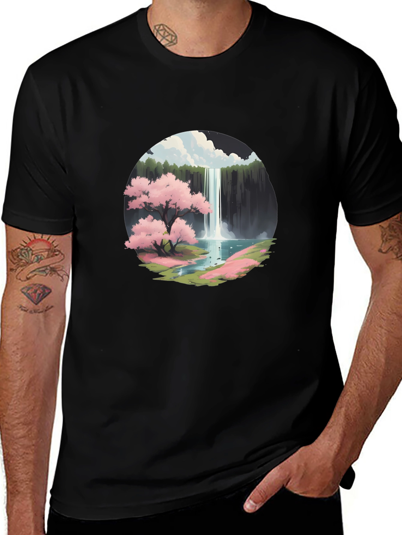 Variant 27 of Cherry Blossom Waterfall Graphic Tee