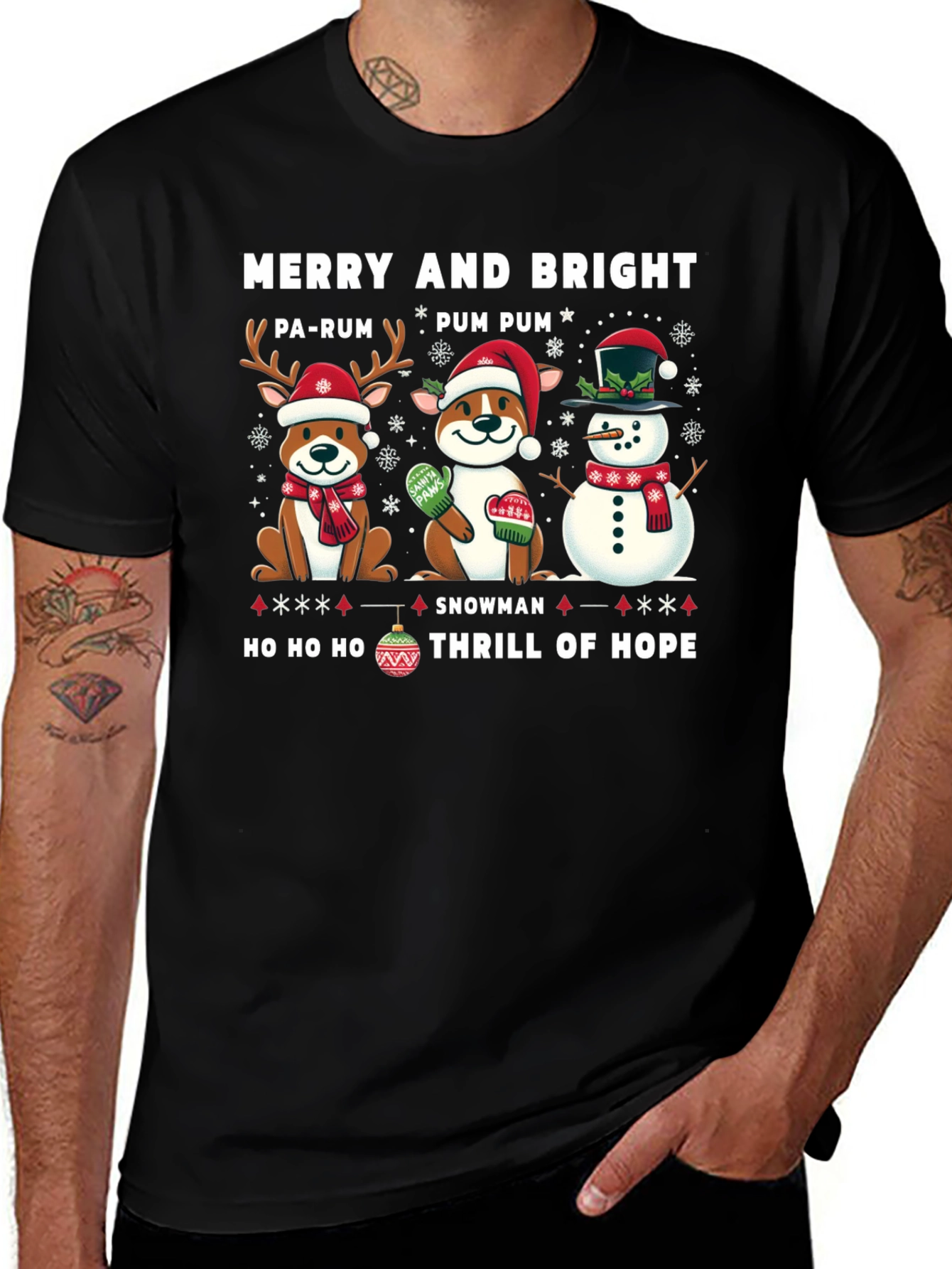 Variant 6 of Merry & Bright Holiday Graphic Tee