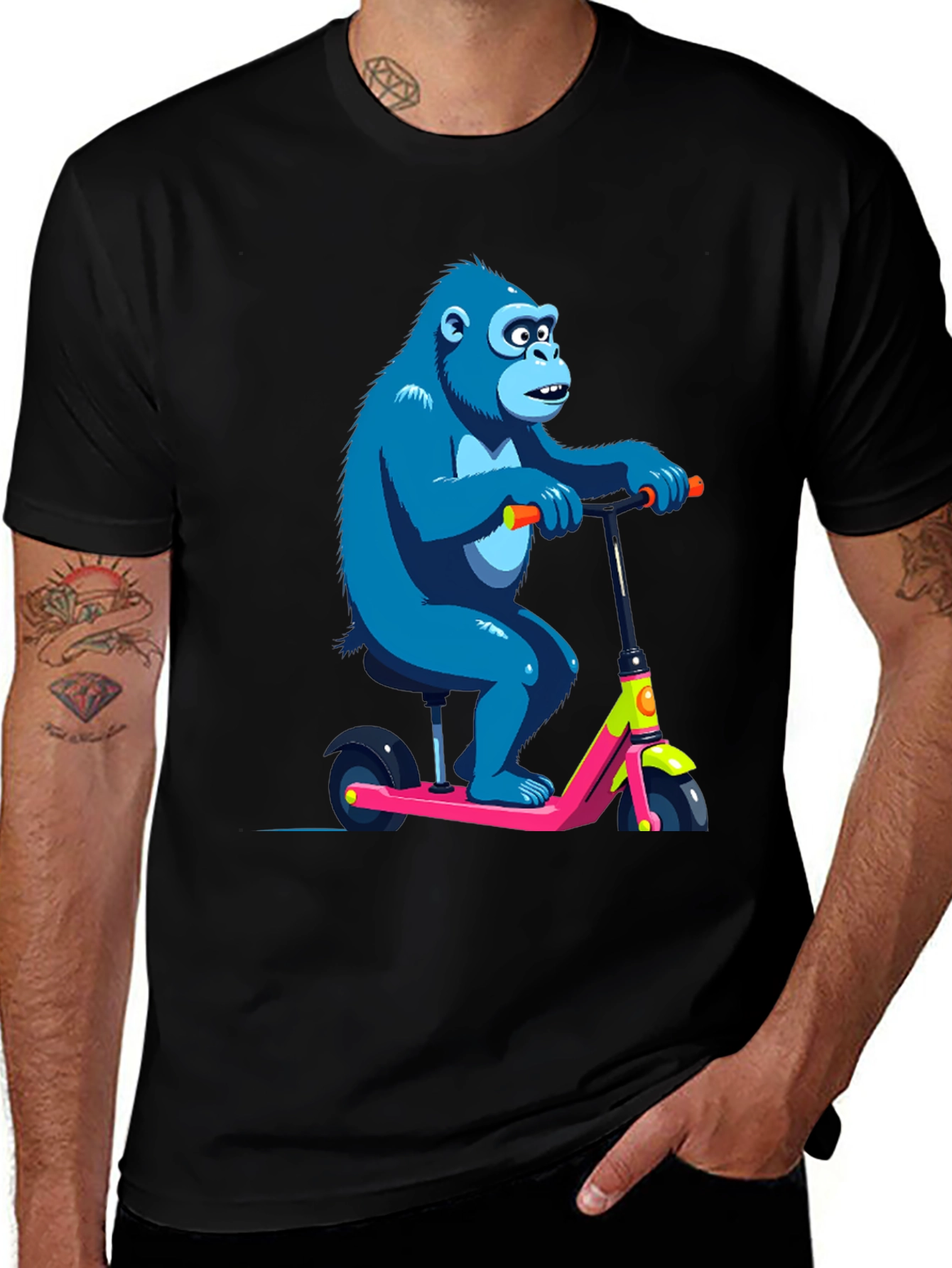 Variant 14 of Blue Gorilla Scooter T-Shirt - Ride in Style!