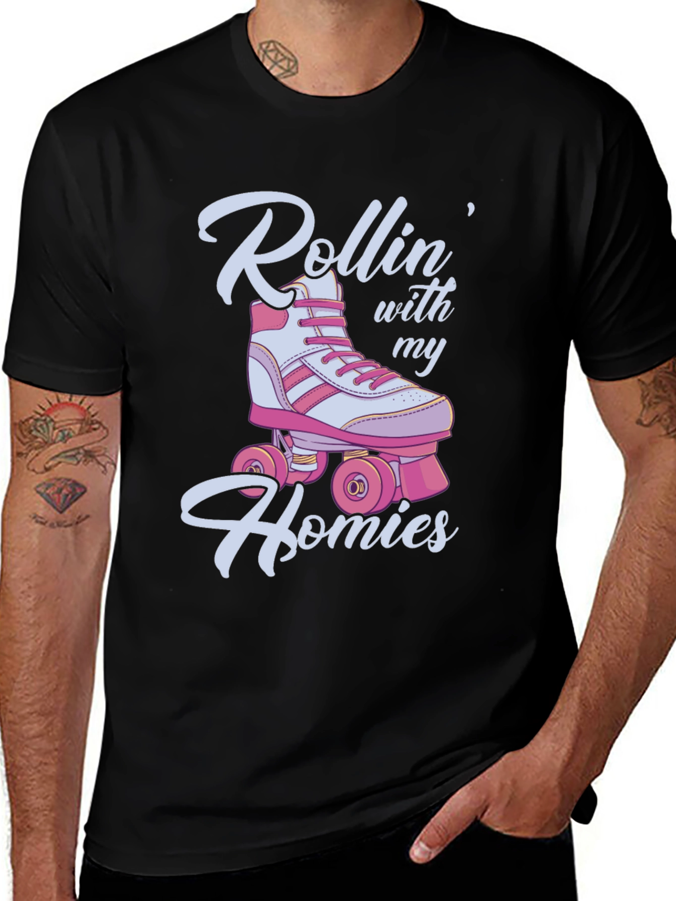 Variant 30 of Rollin' with My Homies T-Shirt - Roller Skate Graphic Tee