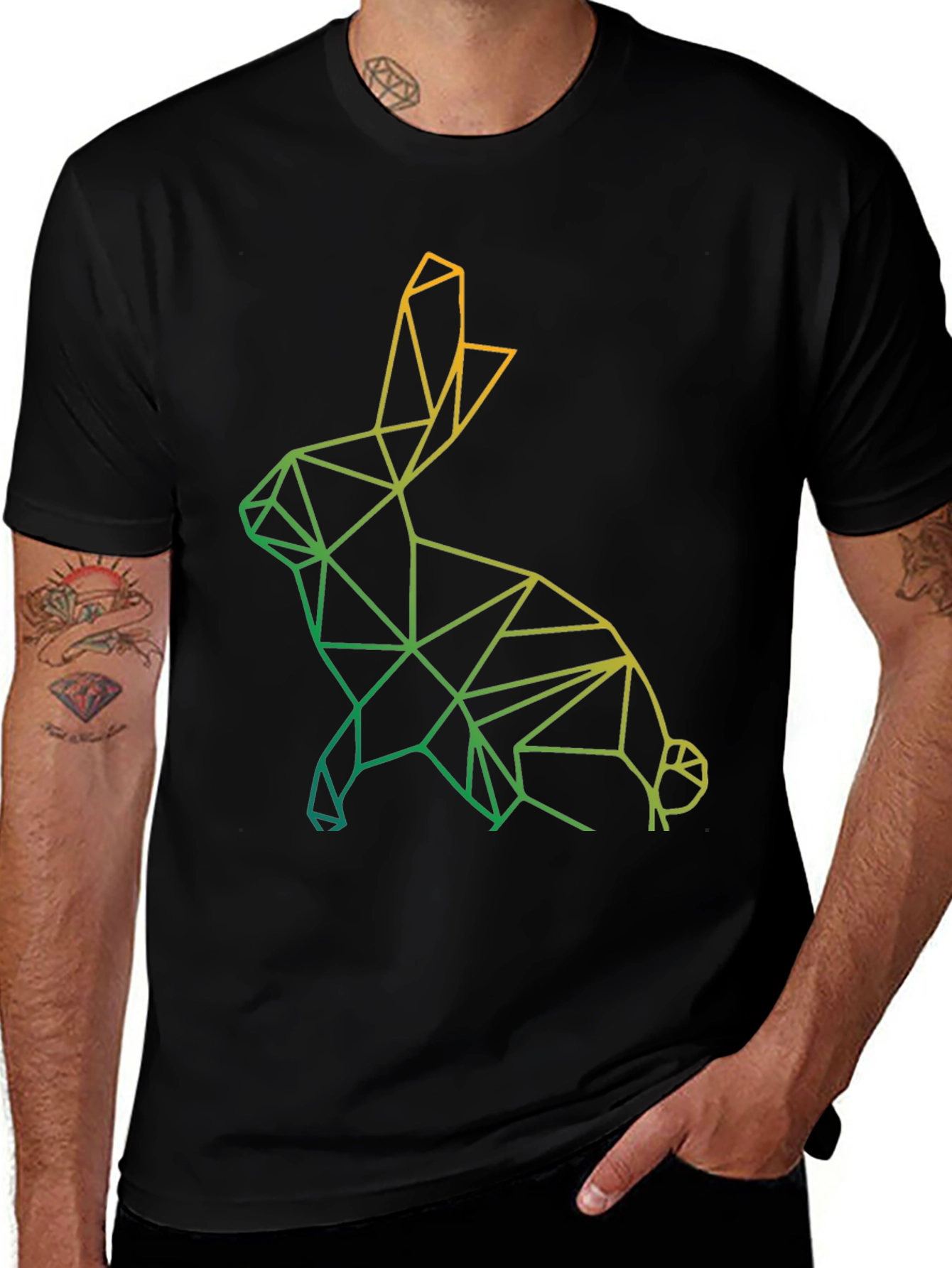 Variant 13 of Geometric Rabbit Graphic Tee - Modern Art Design