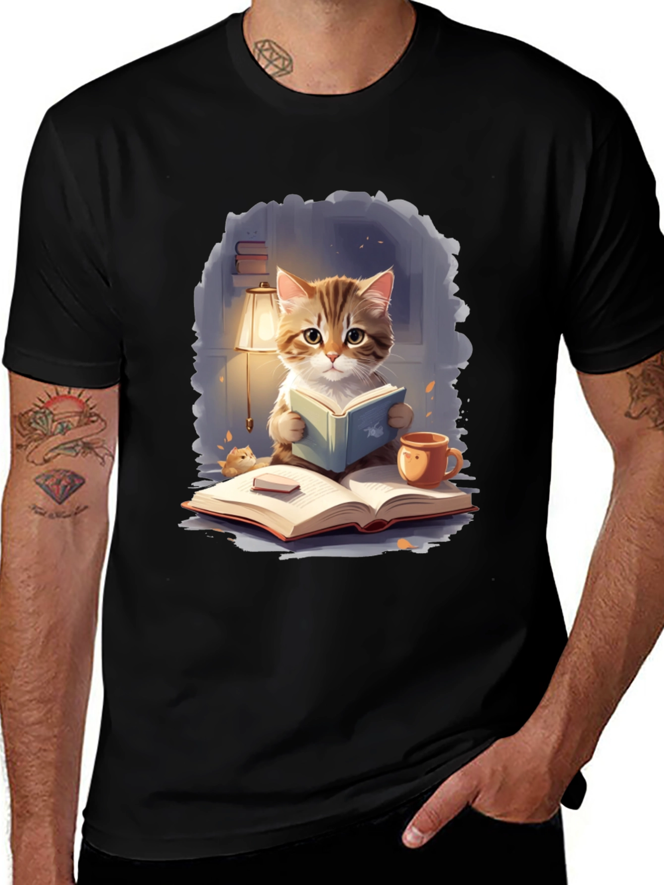 Variant 4 of Cat Reading Book T-Shirt