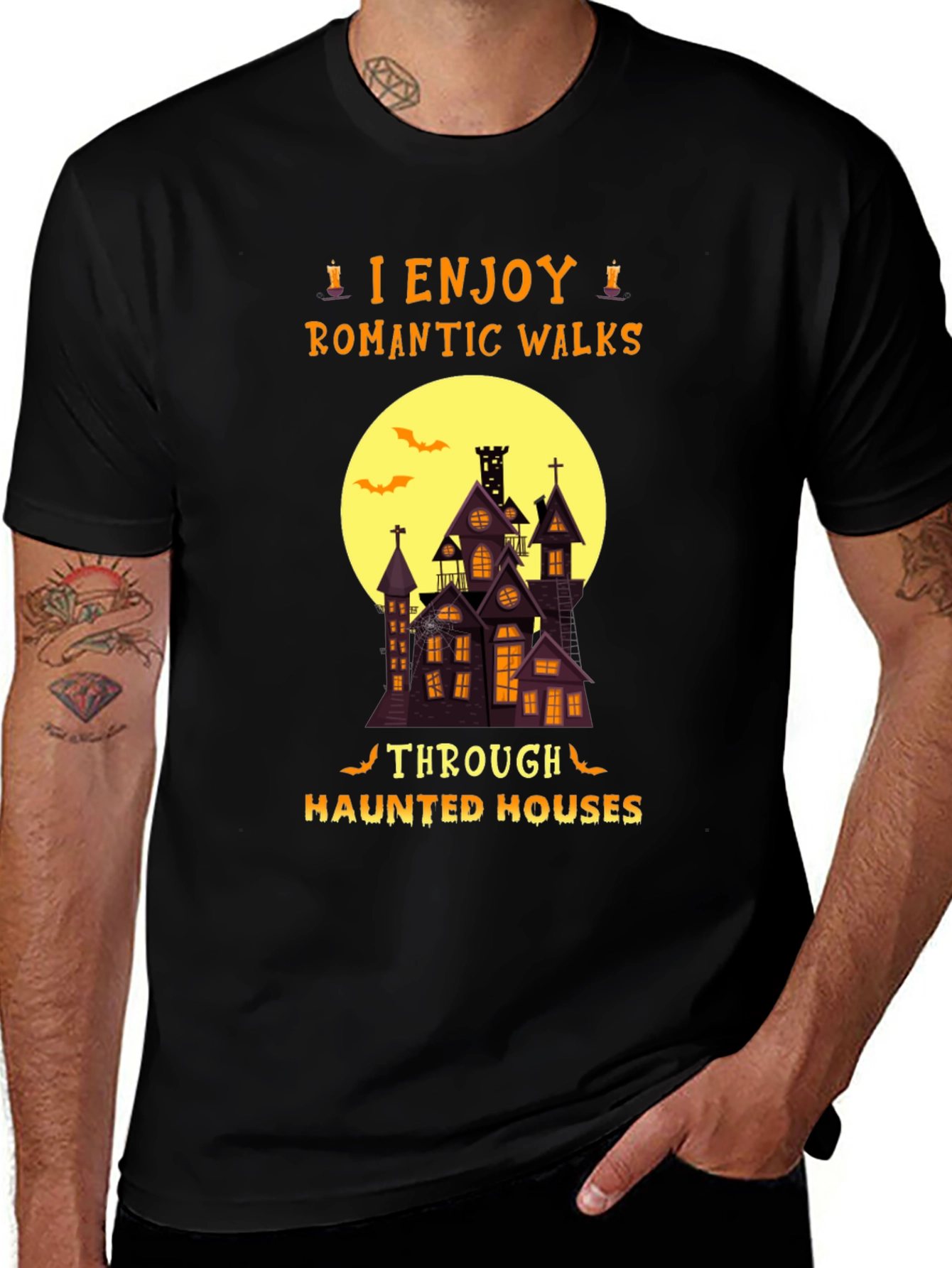 Variant 18 of Haunted House Romantic Walks Halloween T-Shirt