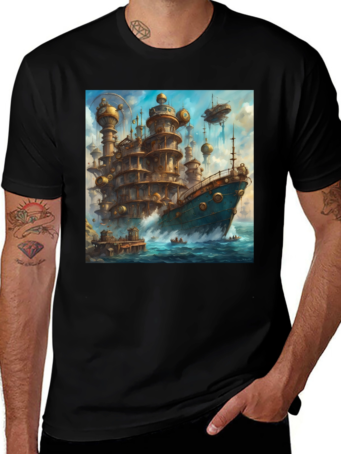 Variant 21 of Steampunk Ship T-Shirt