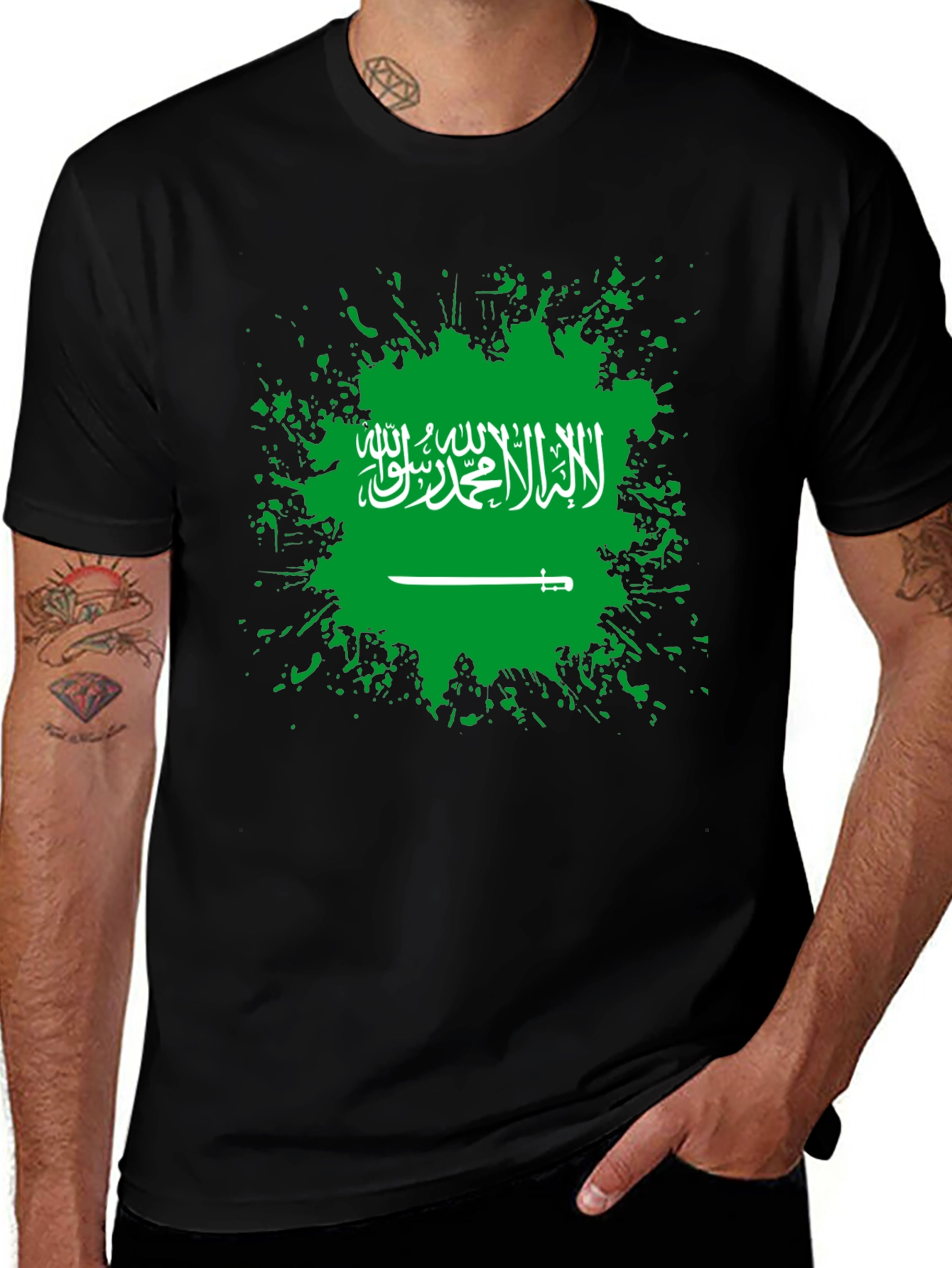 Saudi Arabia Flag T-Shirt - Black Cotton Tee