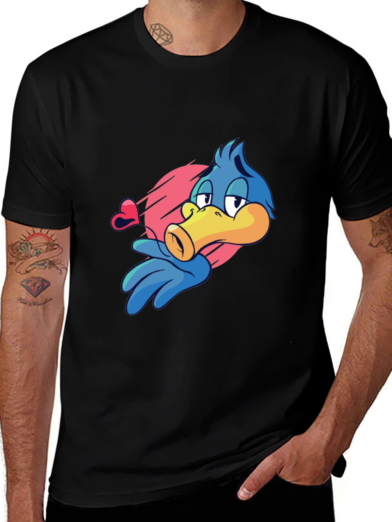 Variant 7 of Cartoon Duck Black T-Shirt