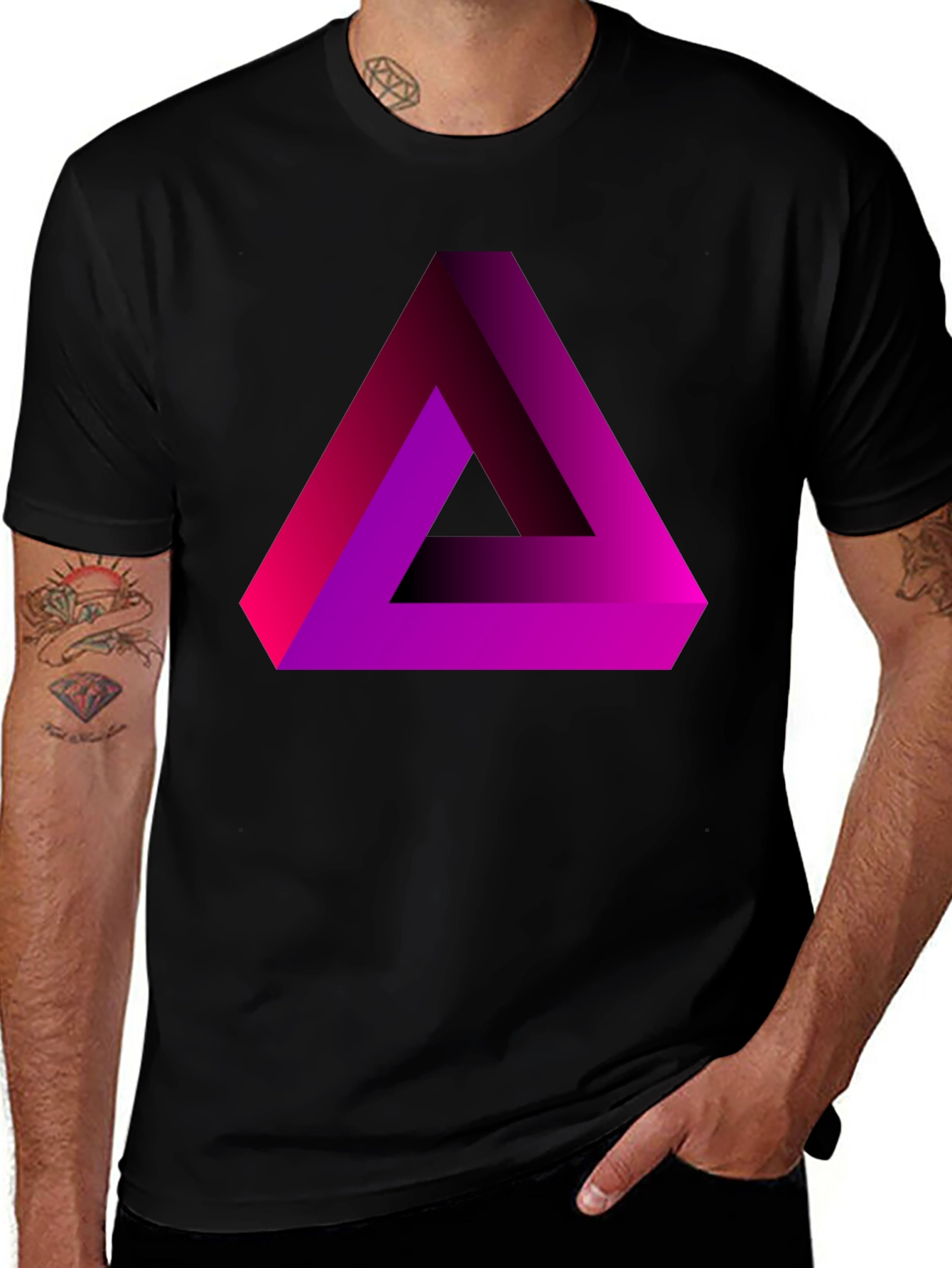 Variant 20 of Impossible Triangle Graphic Tee - Men's Black T-Shirt