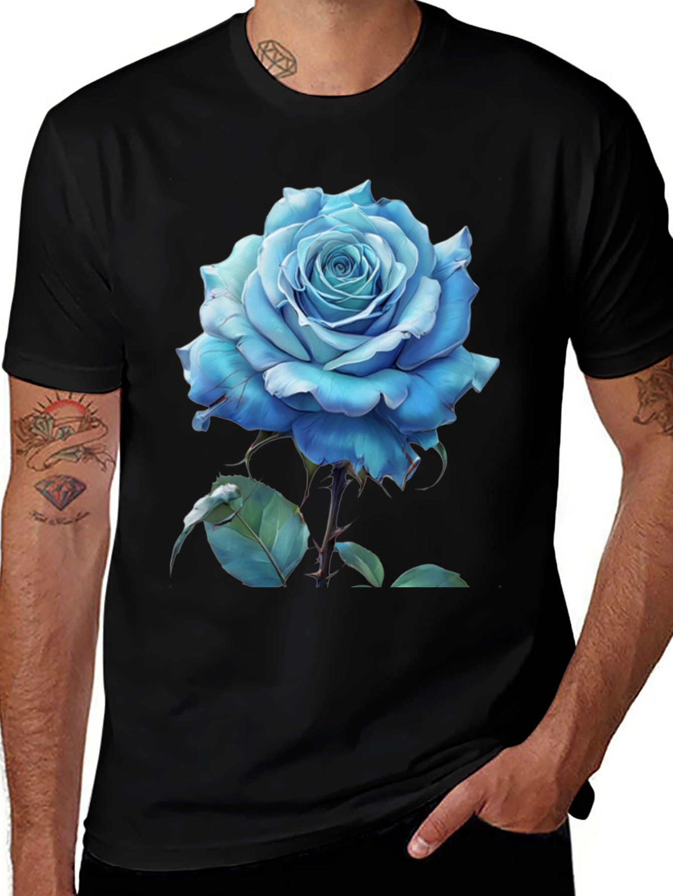 Variant 25 of Blue Rose Graphic Tee - Stylish Men's T-Shirt