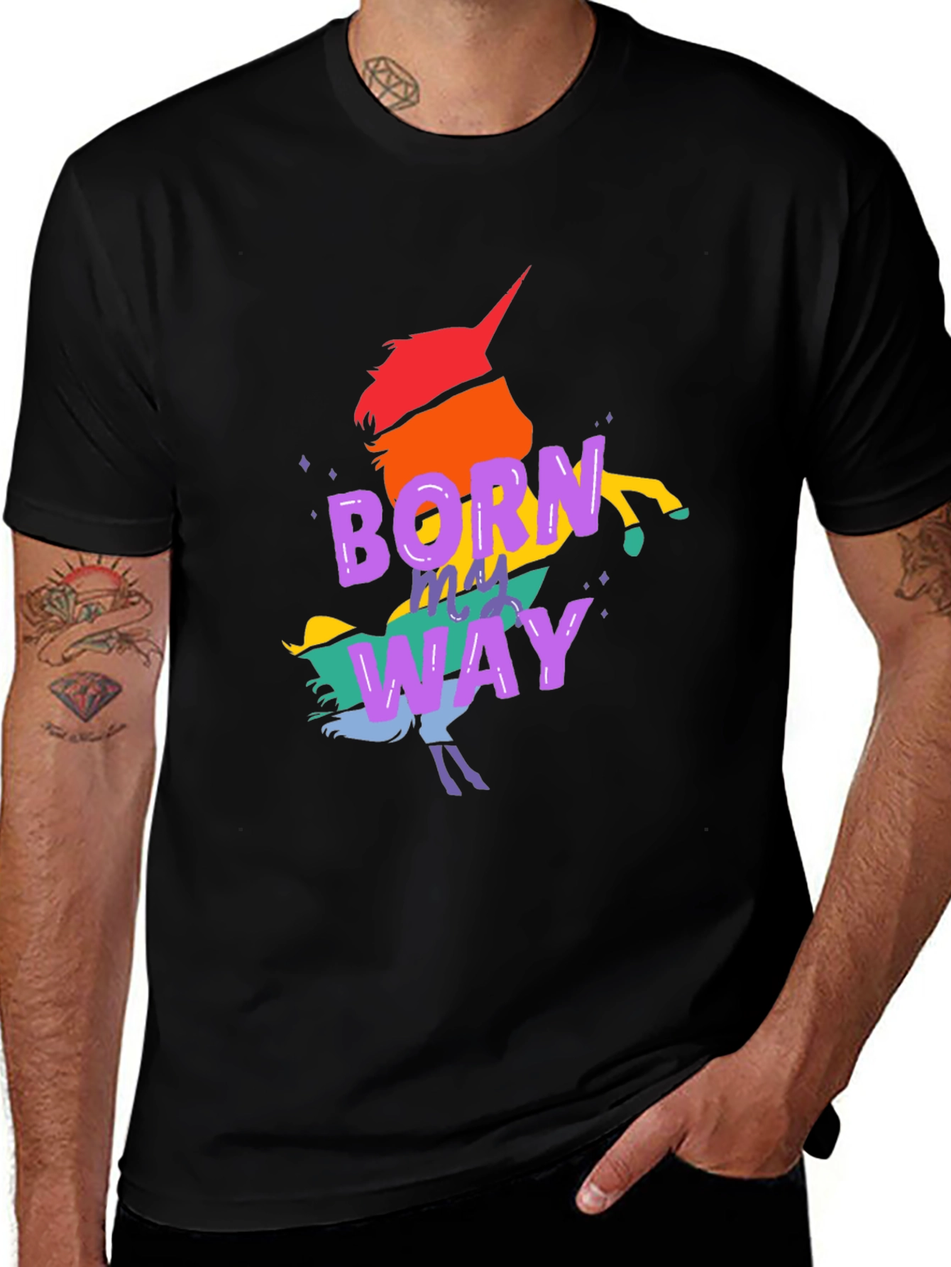Variant 16 of Born This Way Rainbow Unicorn Graphic Tee