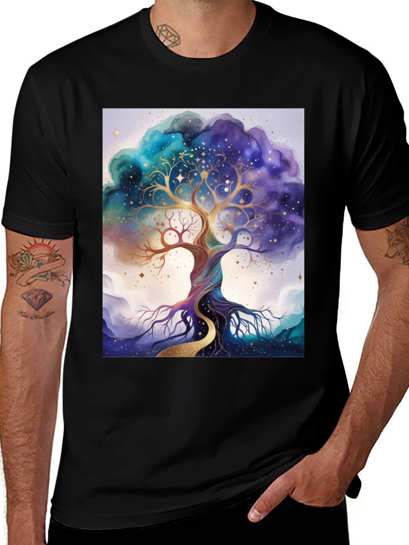 Tree of Life Graphic Tee - Cosmic Dreamscape Design