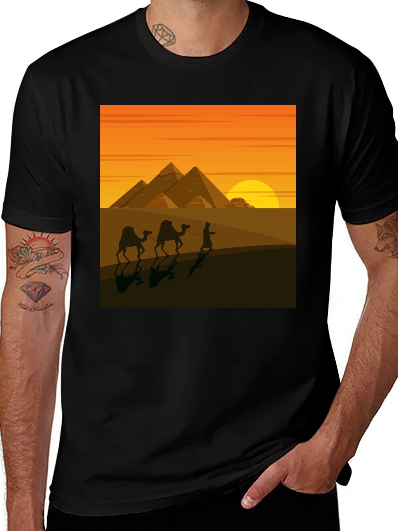 Variant 19 of Egyptian Pyramid Desert Scene Graphic Tee