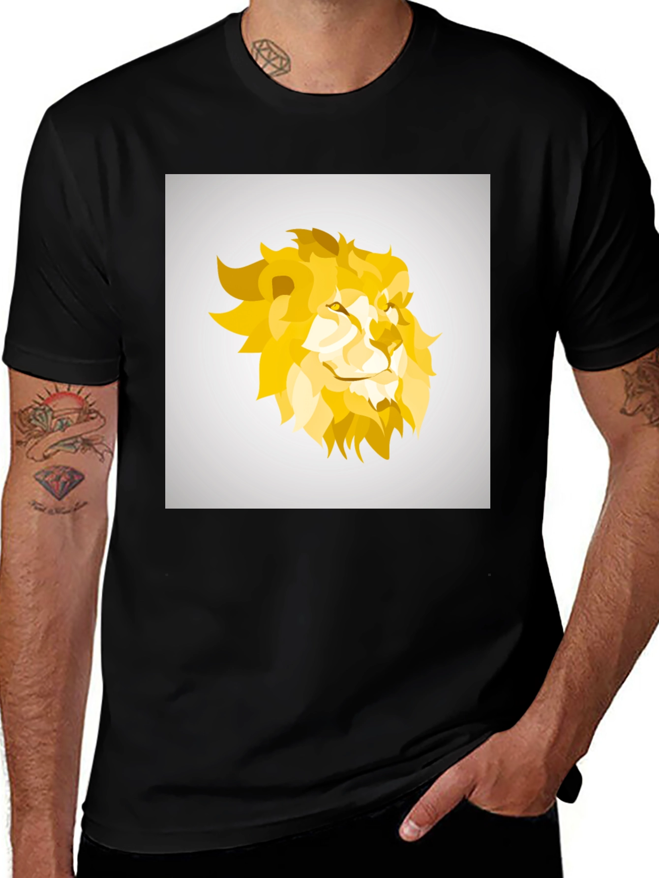Variant 6 of Geometric Lion Graphic Tee - Black