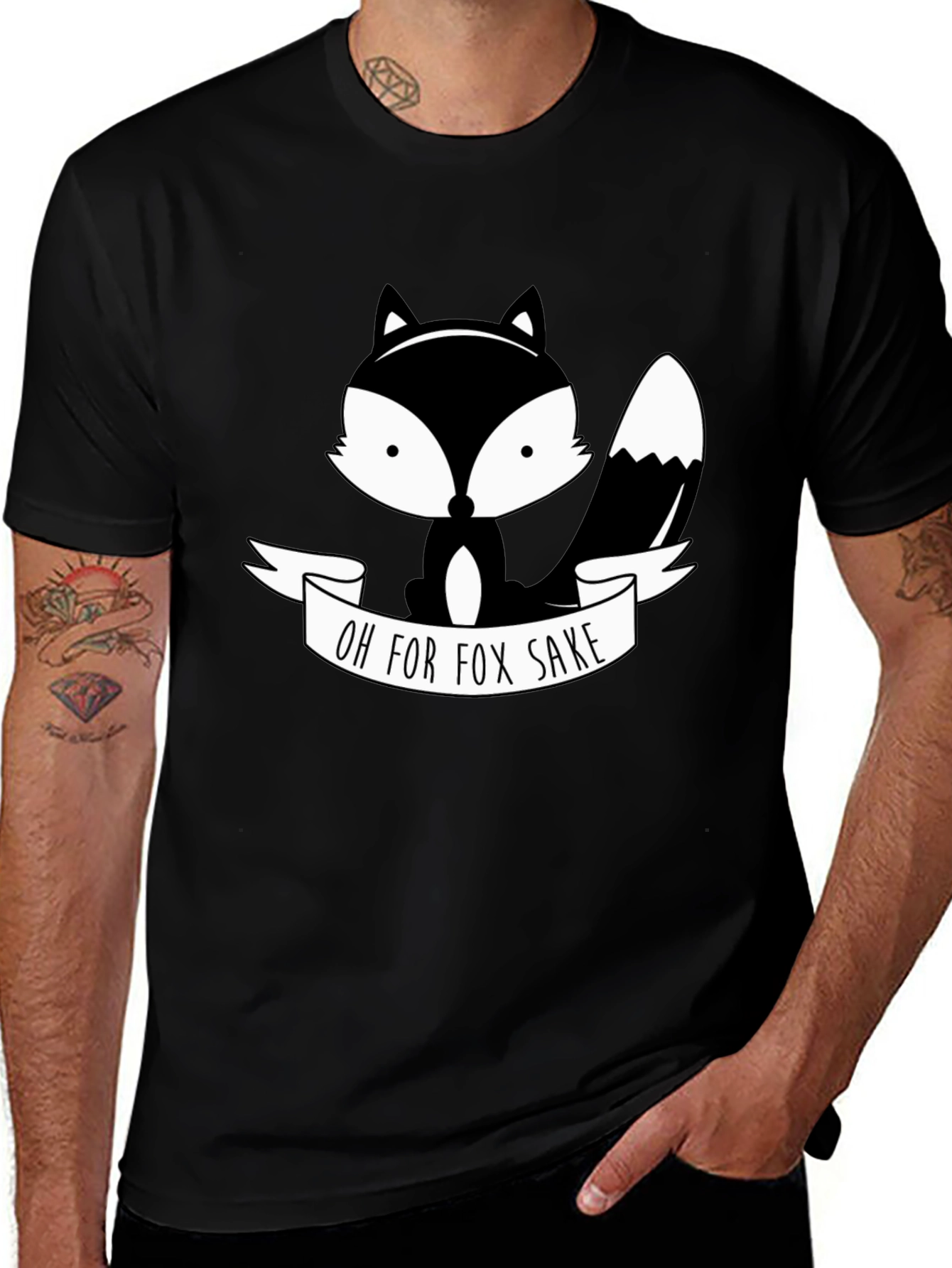 Variant 28 of Oh For Fox Sake Graphic Tee - Black Cotton T-Shirt