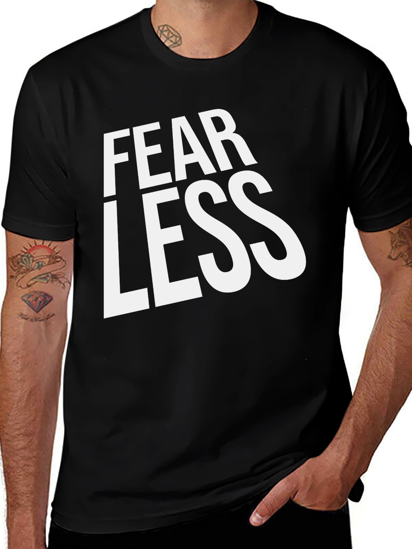 Variant 15 of Fearless Graphic Print Tee - Black Cotton T-Shirt