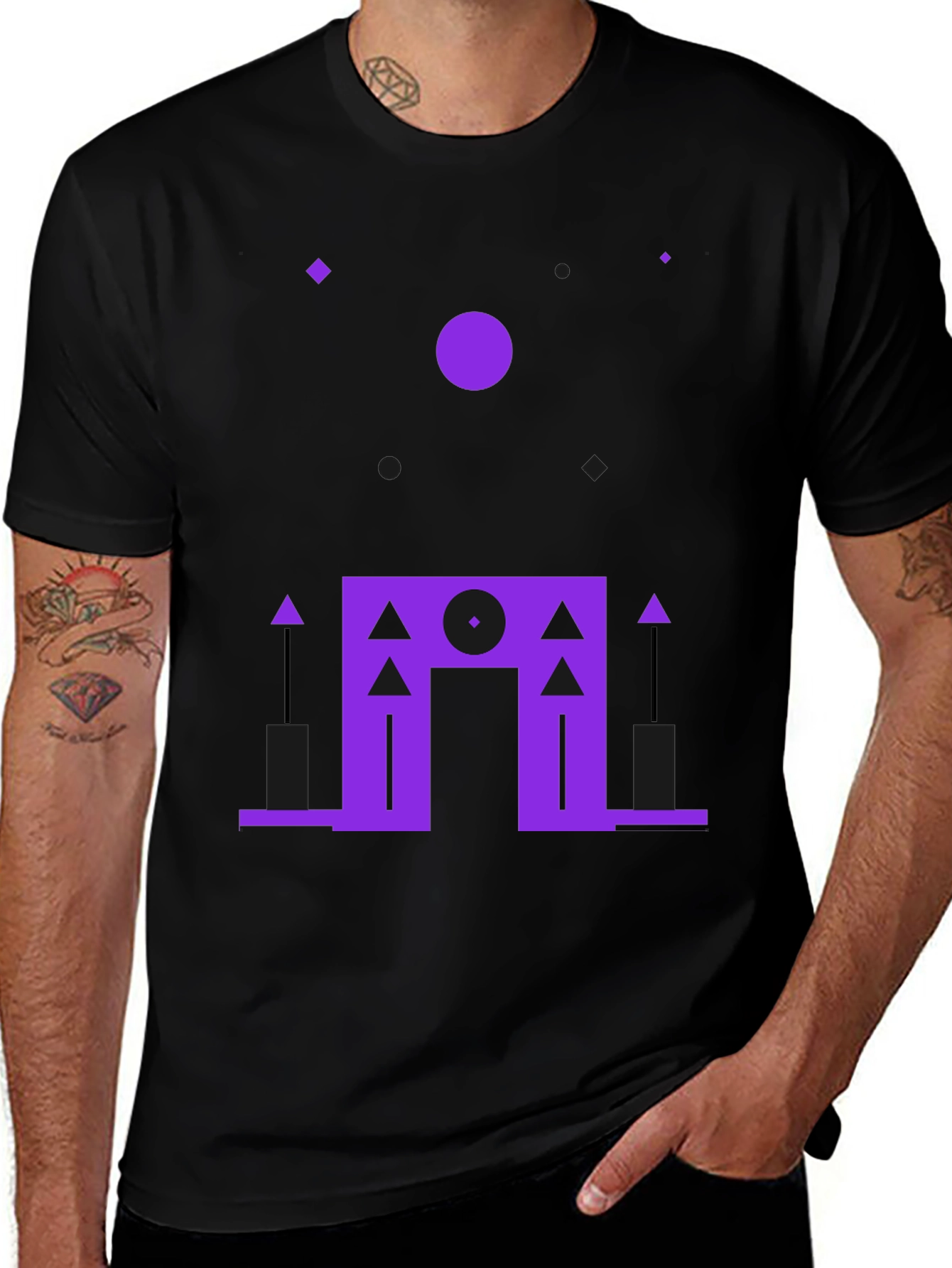 Variant 3 of Geometric Purple Design Black T-Shirt
