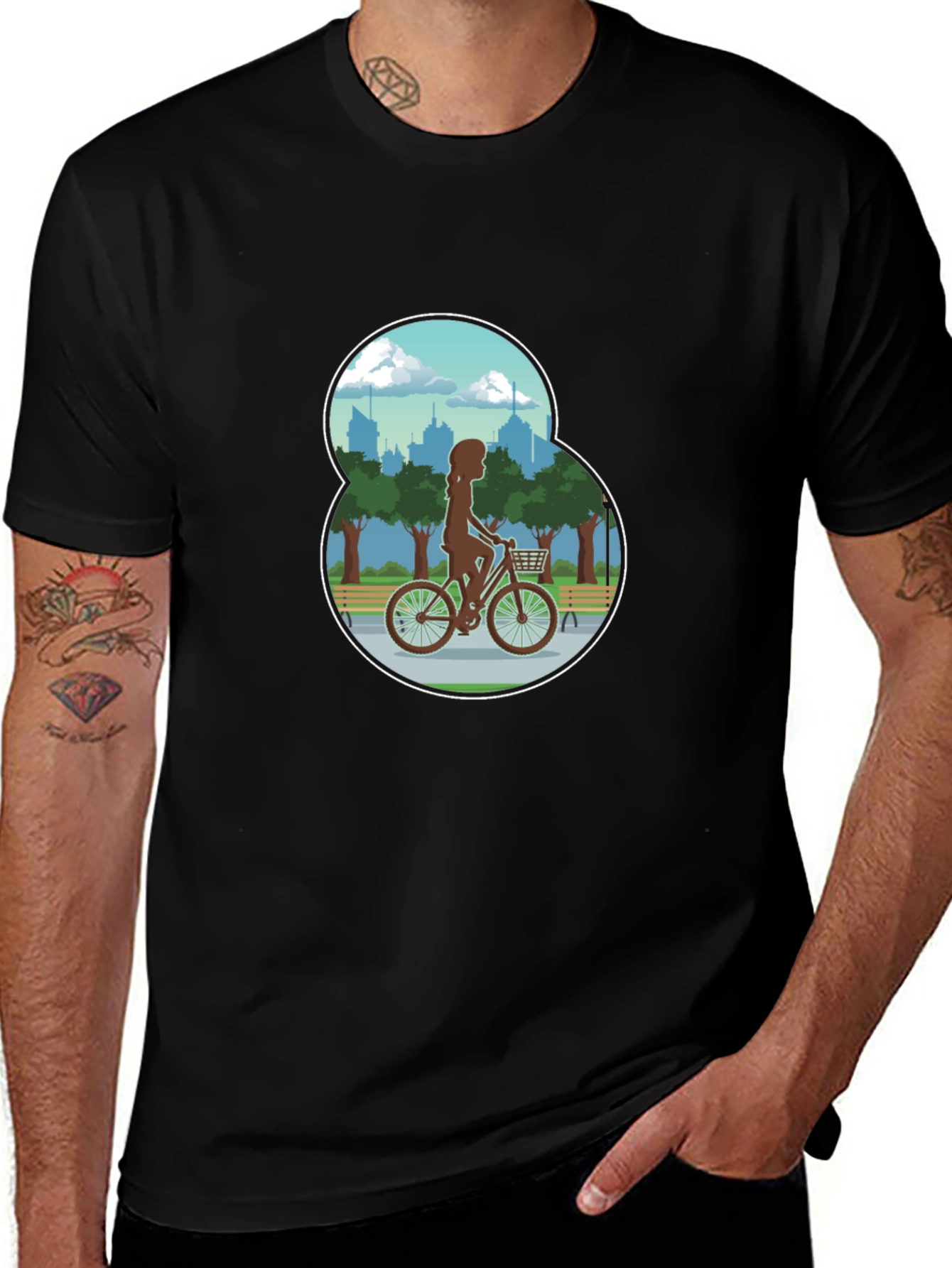 Variant 6 of Woman Biking in the Park Graphic T-Shirt