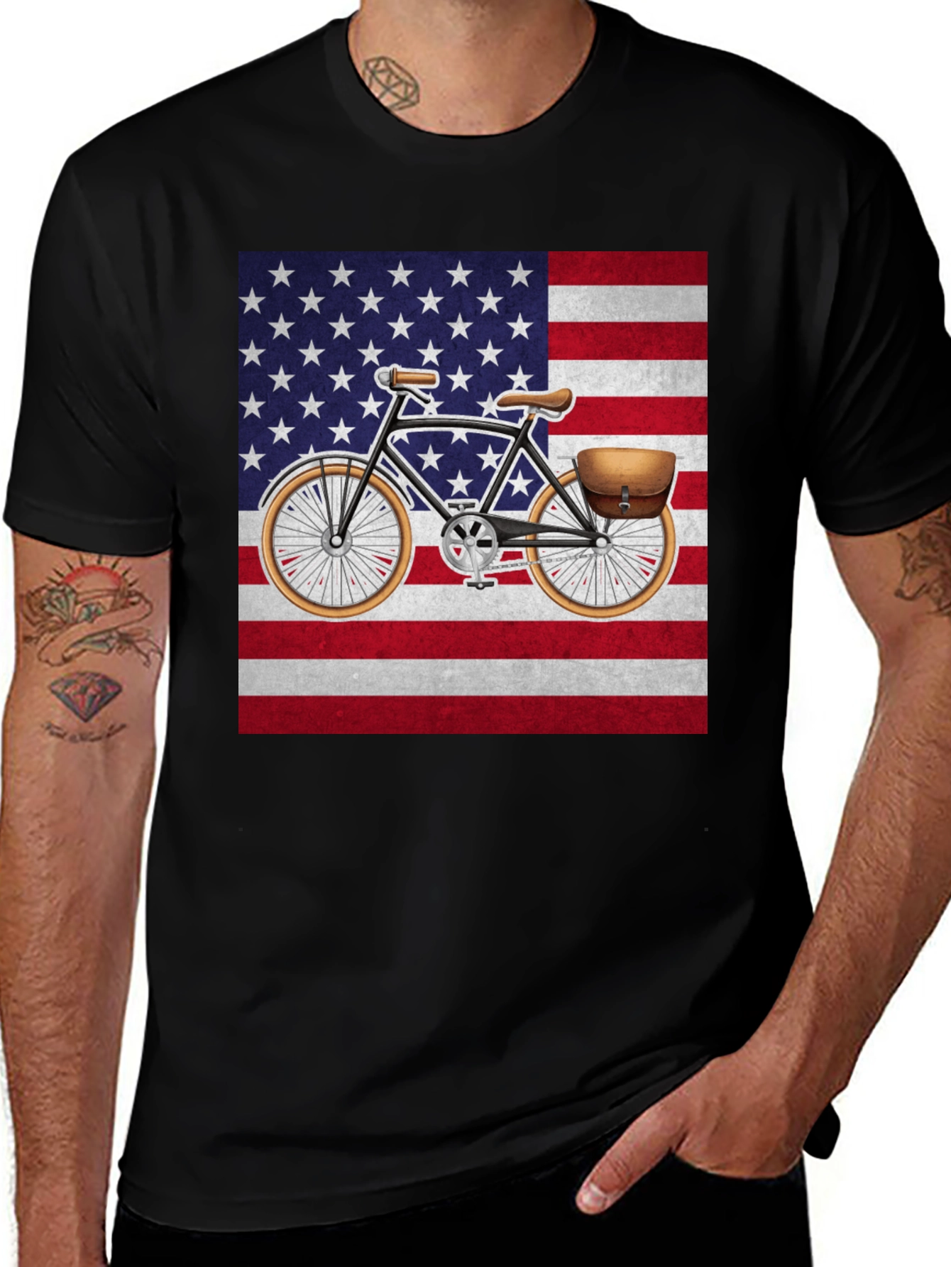 Variant 19 of Vintage Bicycle American Flag T-Shirt