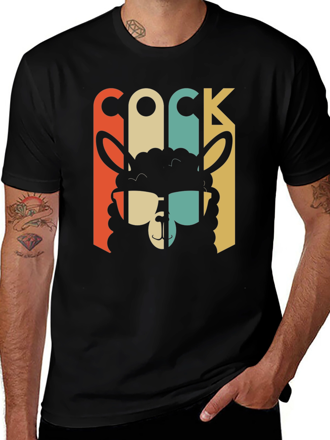 Variant 20 of Cool Llama Retro Style Black T-Shirt