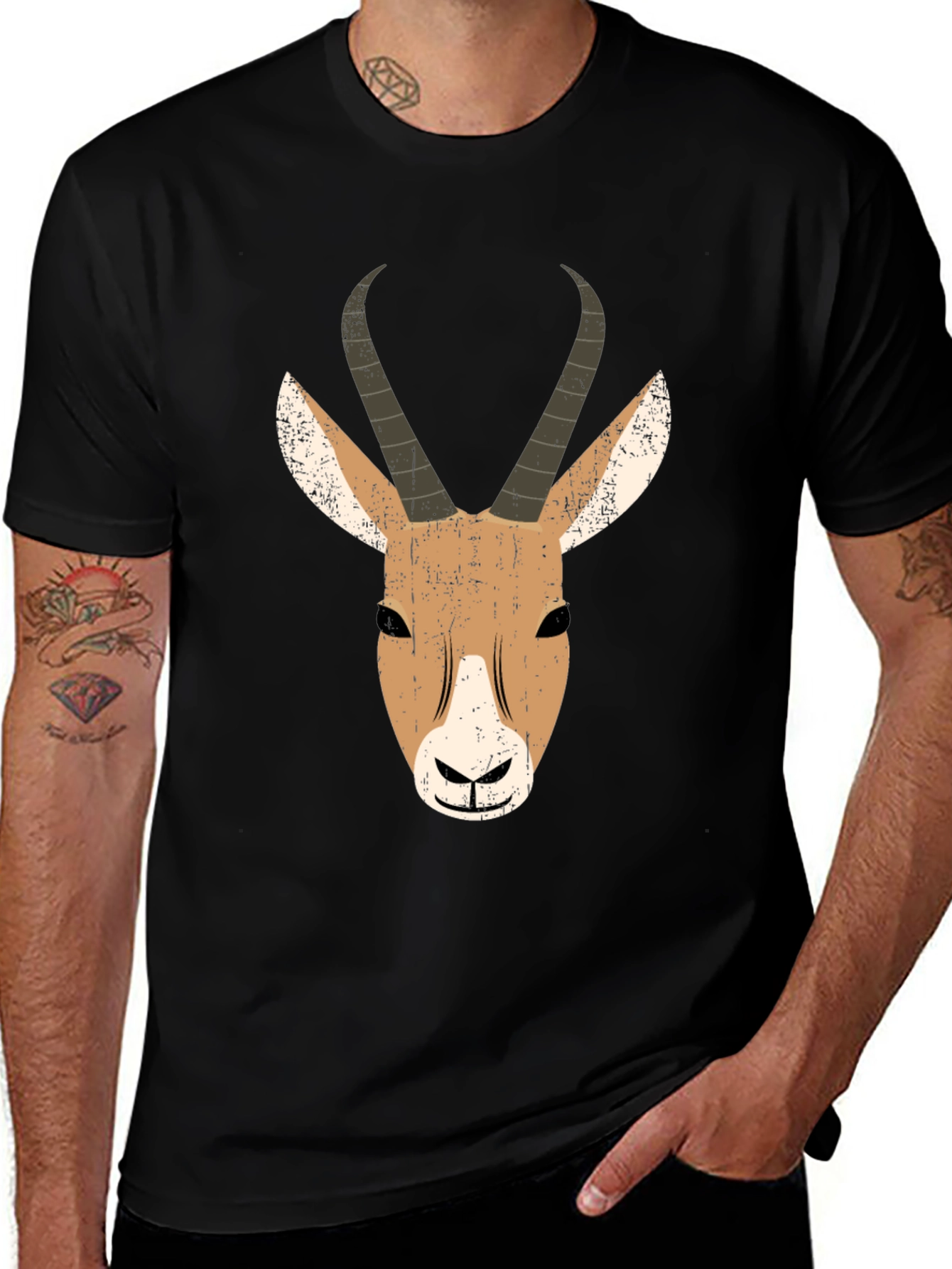 Variant 7 of Antelope Graphic Print Black T-Shirt