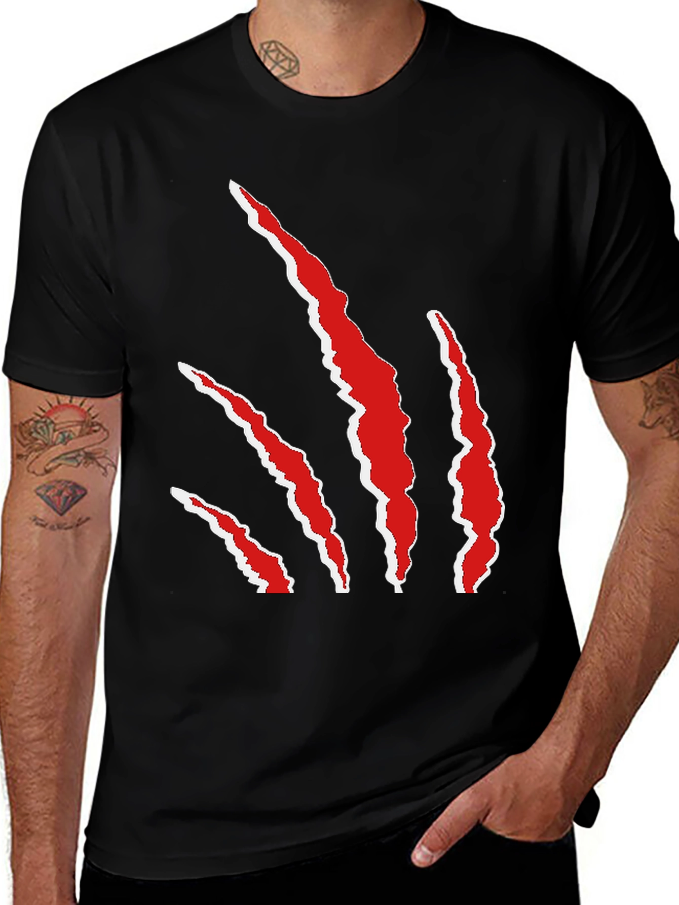 Black Claw Mark Graphic Tee - Black Casual T-Shirt main image
