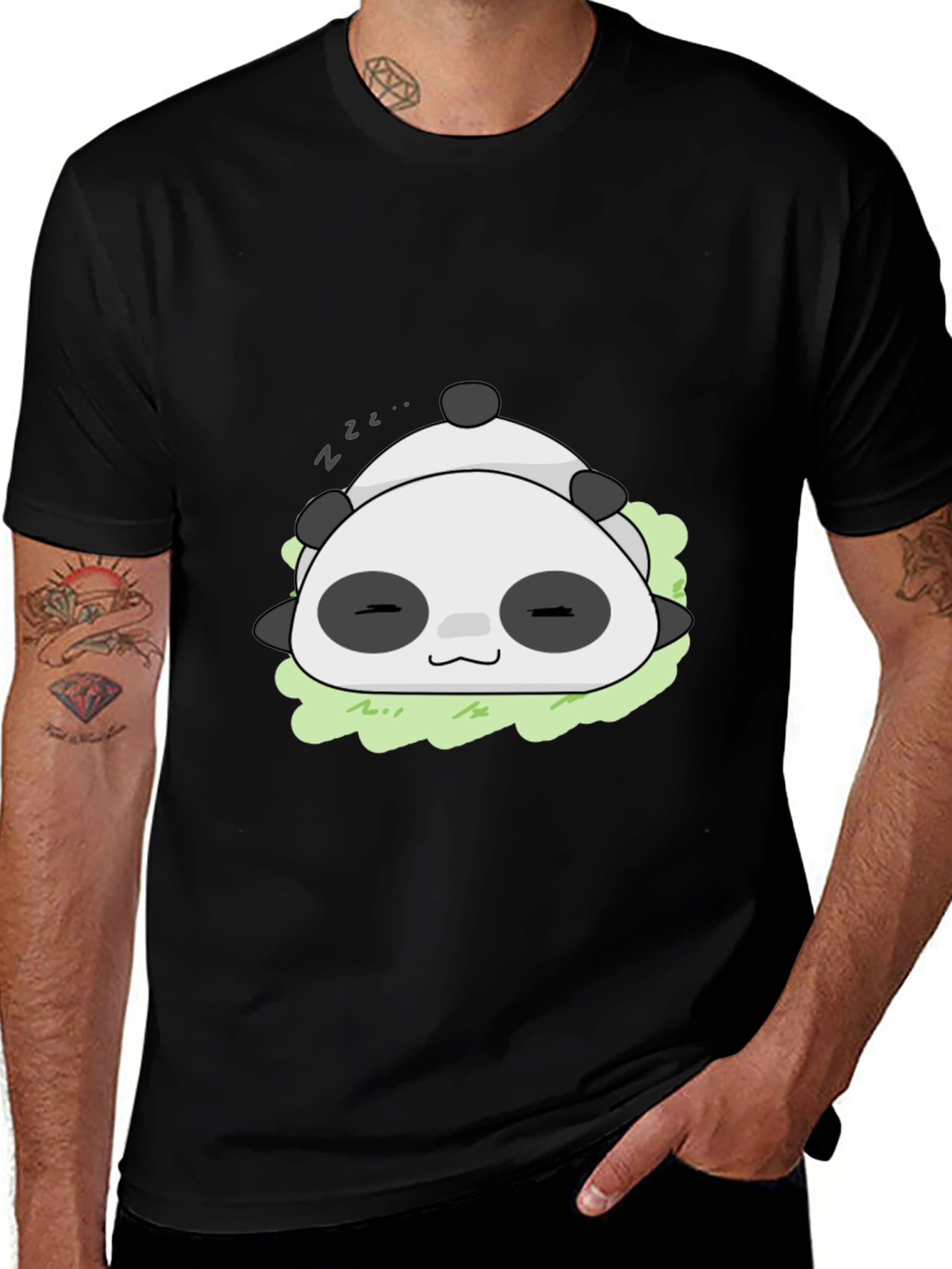 Variant 5 of Cute Sleeping Panda T-Shirt - Black