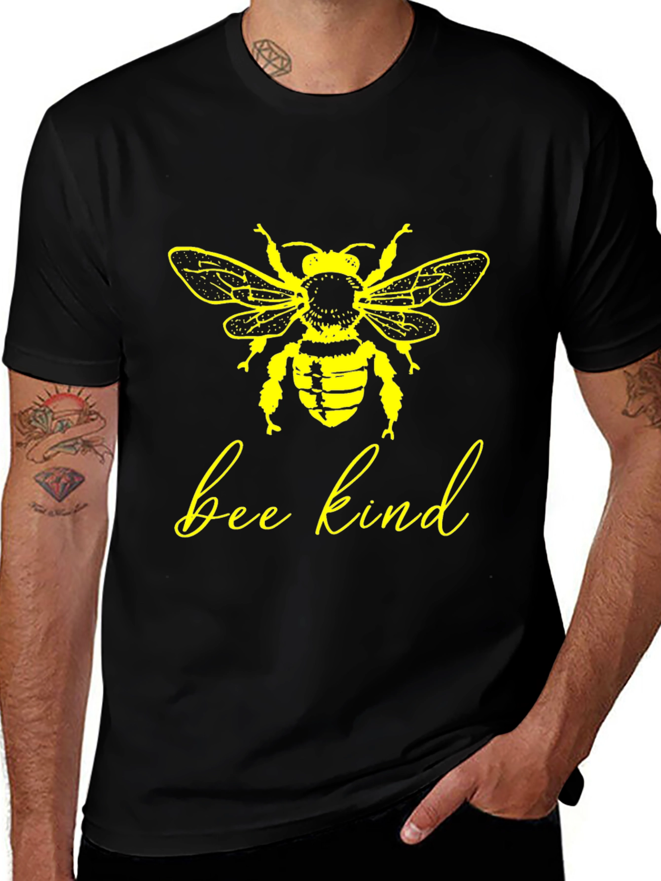 Variant 12 of Bee Kind Graphic Tee - Black Short Sleeve T-Shirt