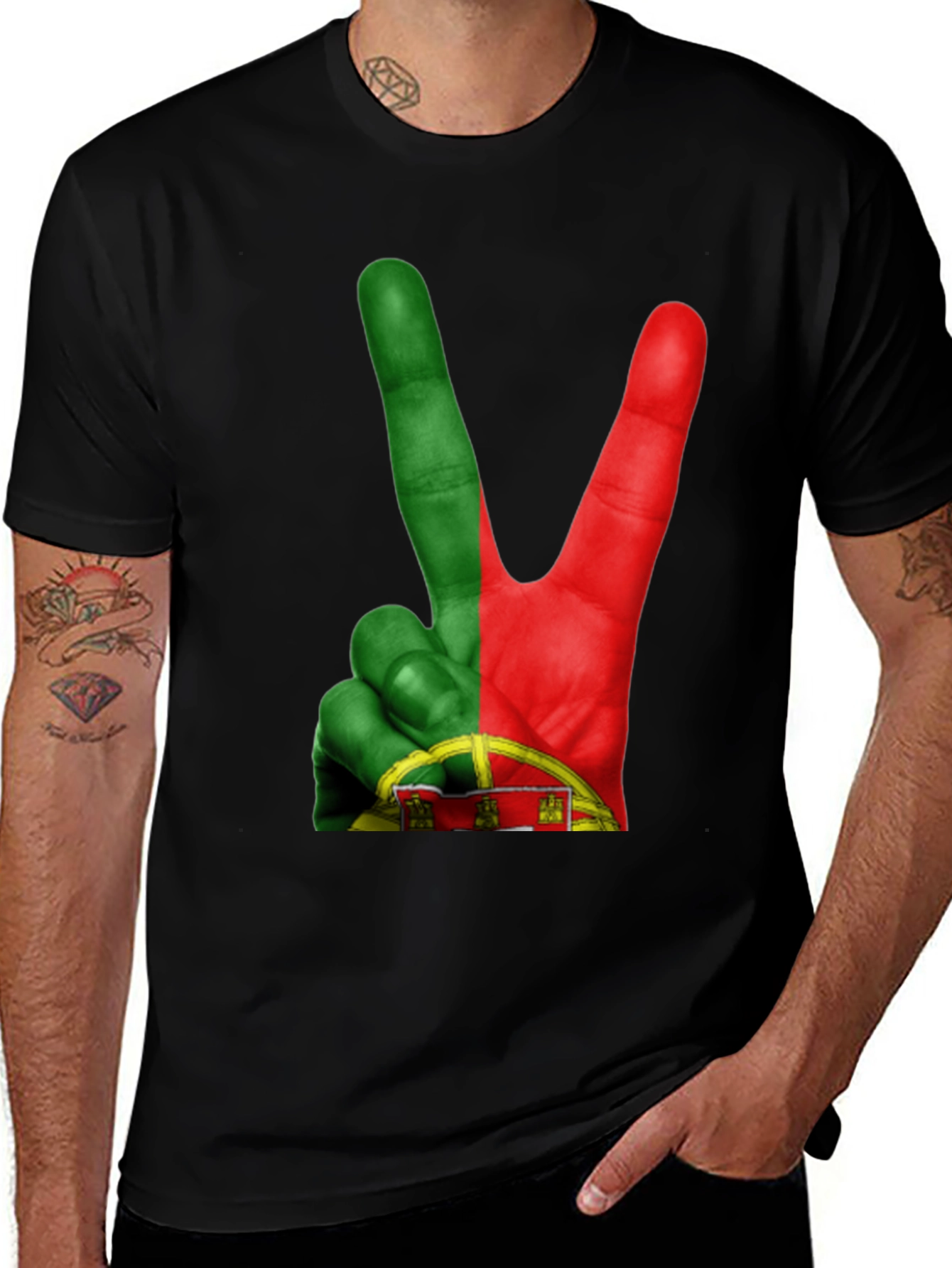 Portugal Flag Peace Sign T-Shirt