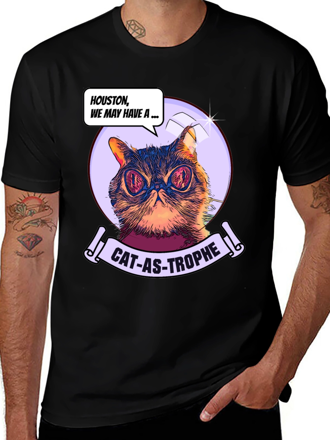 Variant 4 of Cat-astrophe T-Shirt: Houston We Have A Problem!