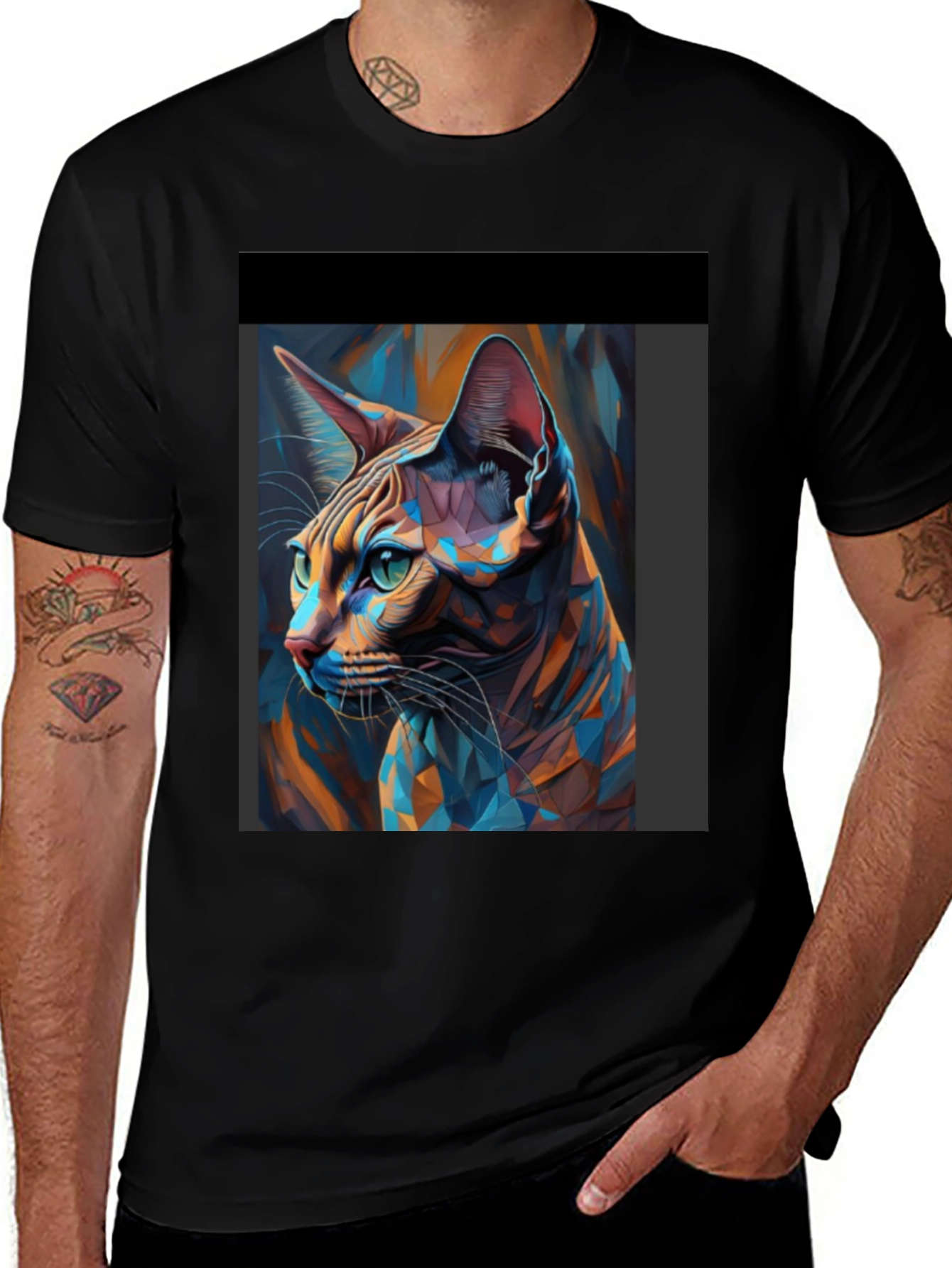 Variant 8 of Abstract Cat Art Black T-Shirt