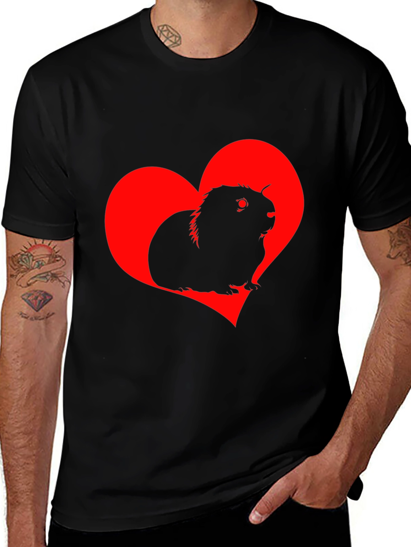 Variant 20 of Heart Guinea Pig Graphic Tee - Black
