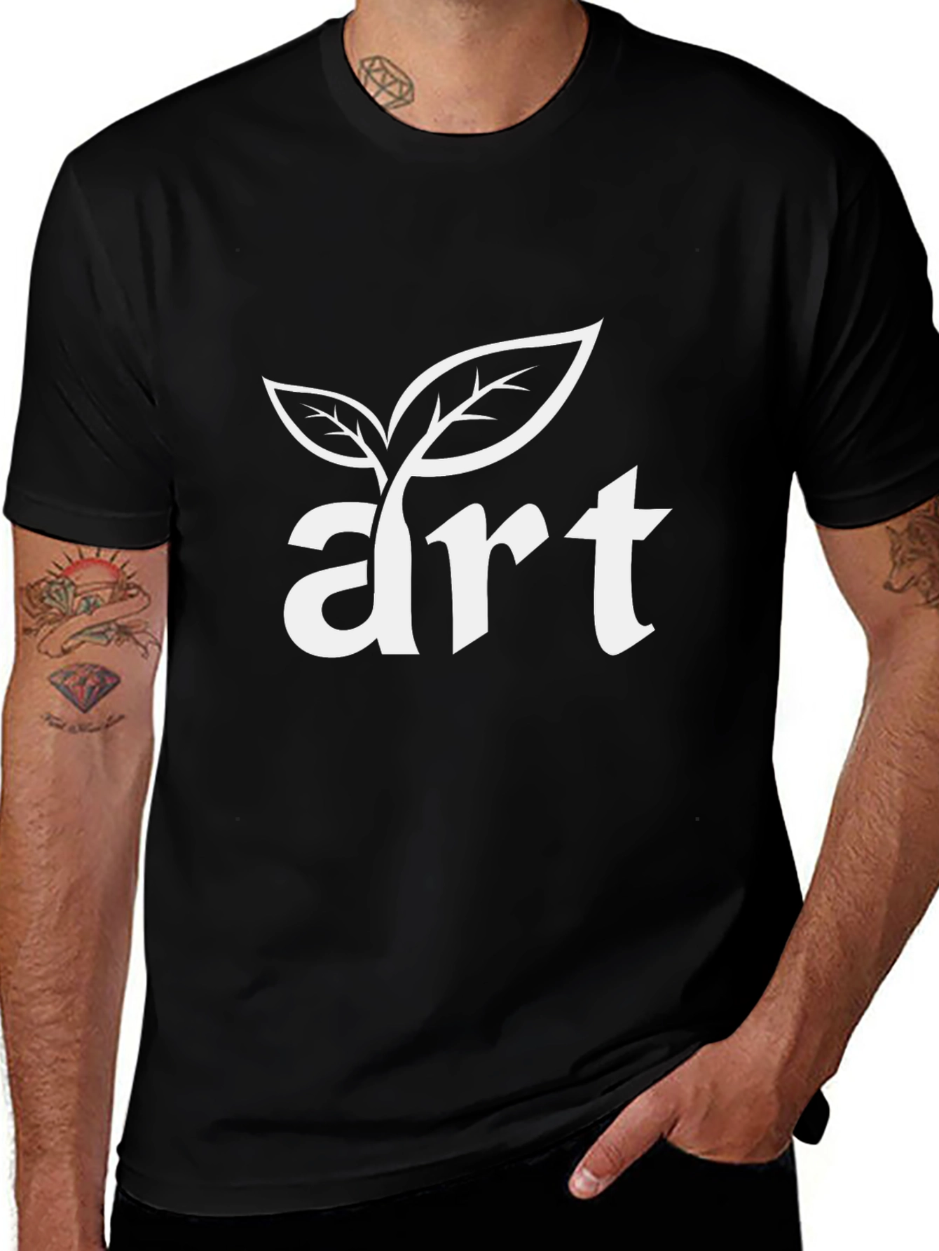 Variant 7 of Art Leaf Design Black T-Shirt