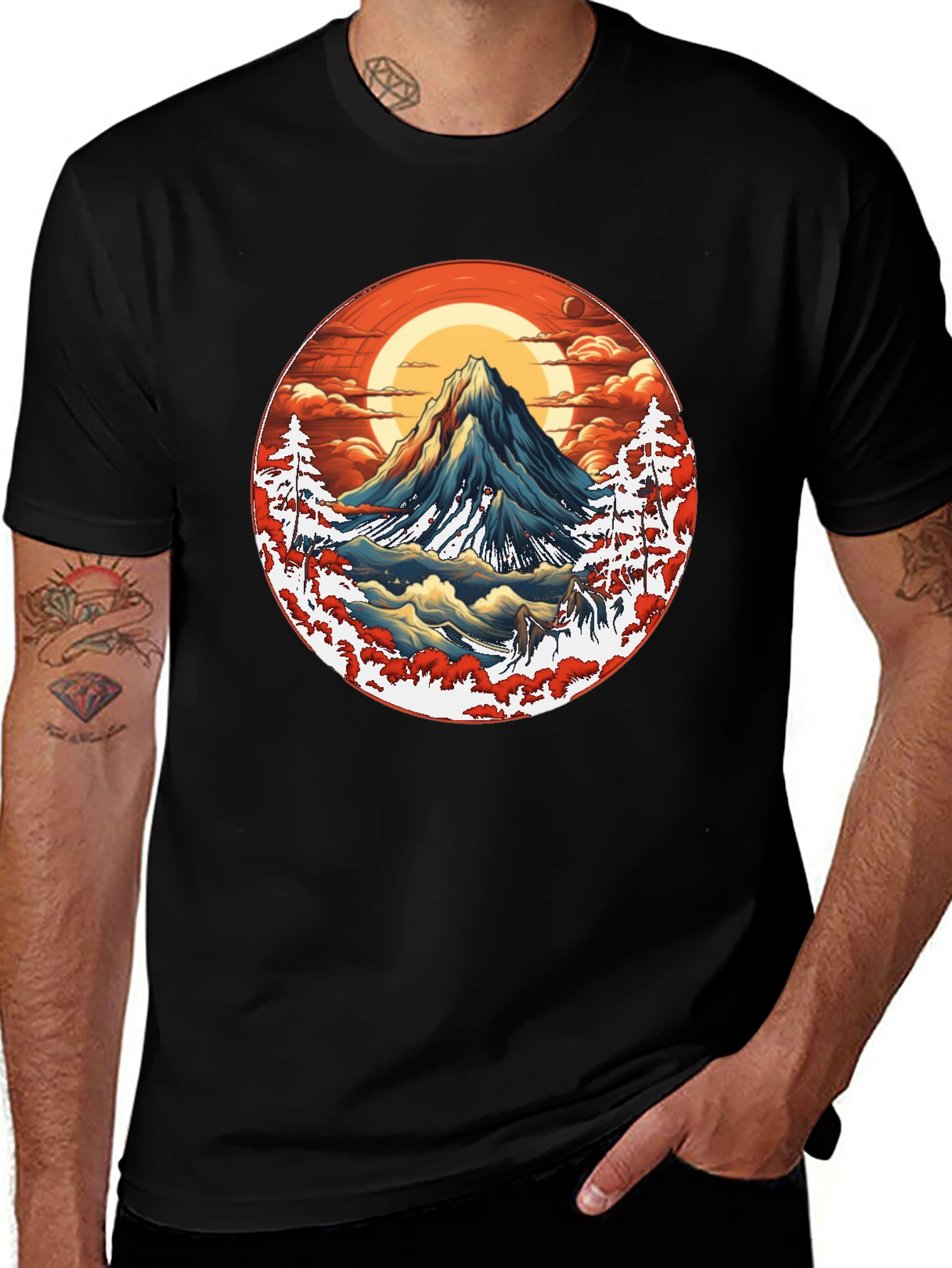 Variant 5 of Mountain Graphic Black Tee - Nature Inspired Design