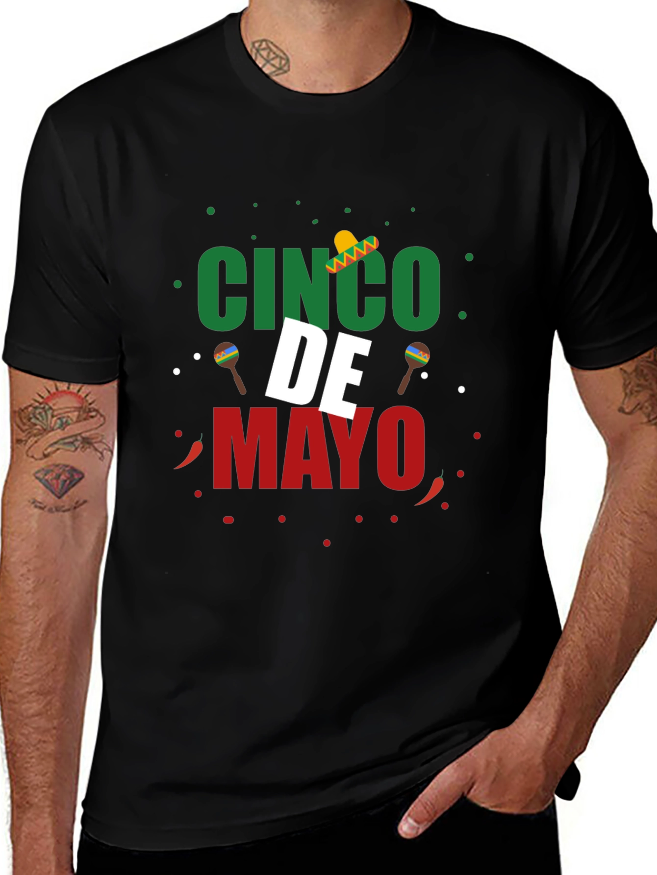 Cinco de Mayo T-Shirt - Black Crew Neck Tee