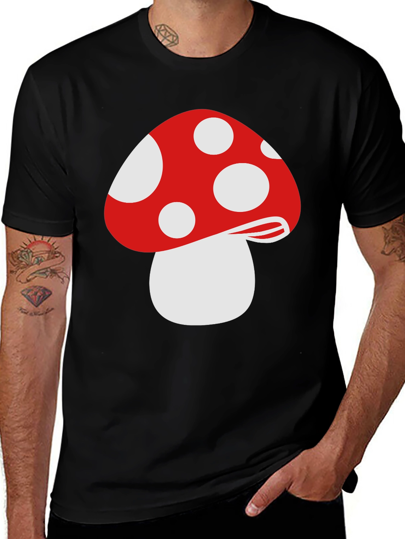 Variant 17 of Mushroom Graphic T-Shirt - Stylish Black Tee