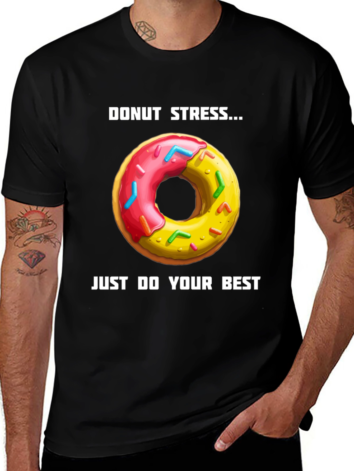Variant 10 of Donut Stress Graphic T-Shirt - Casual Tee