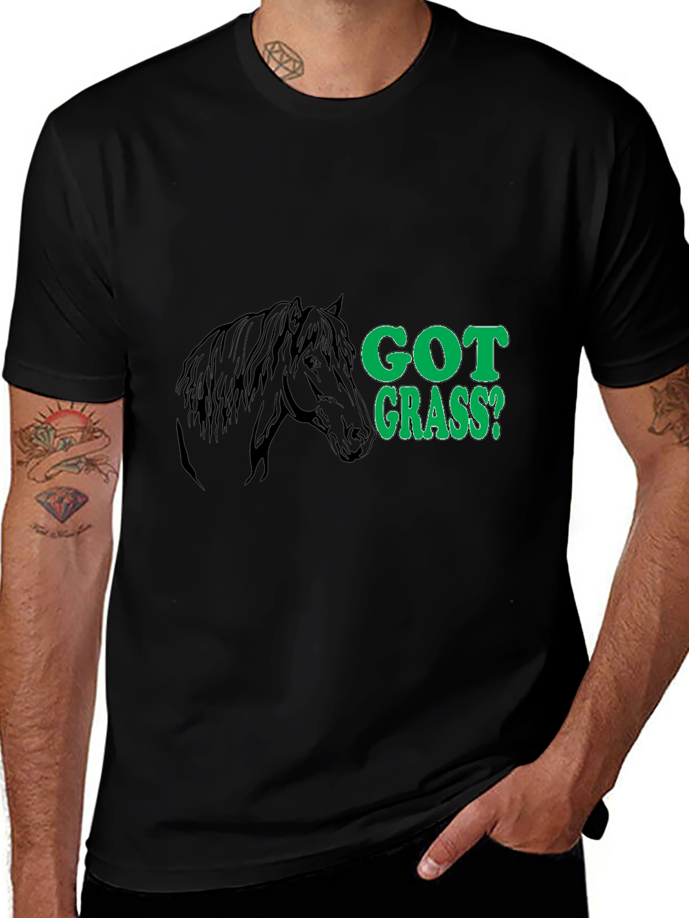 Variant 8 of Got Grass? Black Horse Graphic Tee