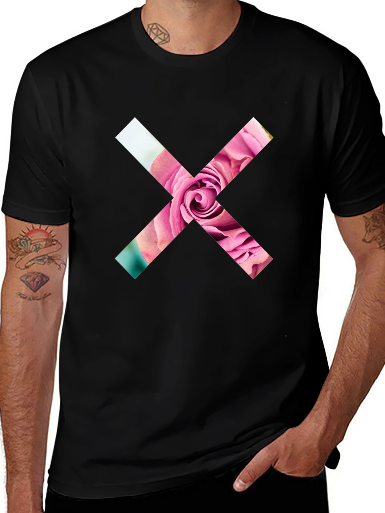 Variant 17 of Floral Cross Graphic Tee - Modern Casual Style
