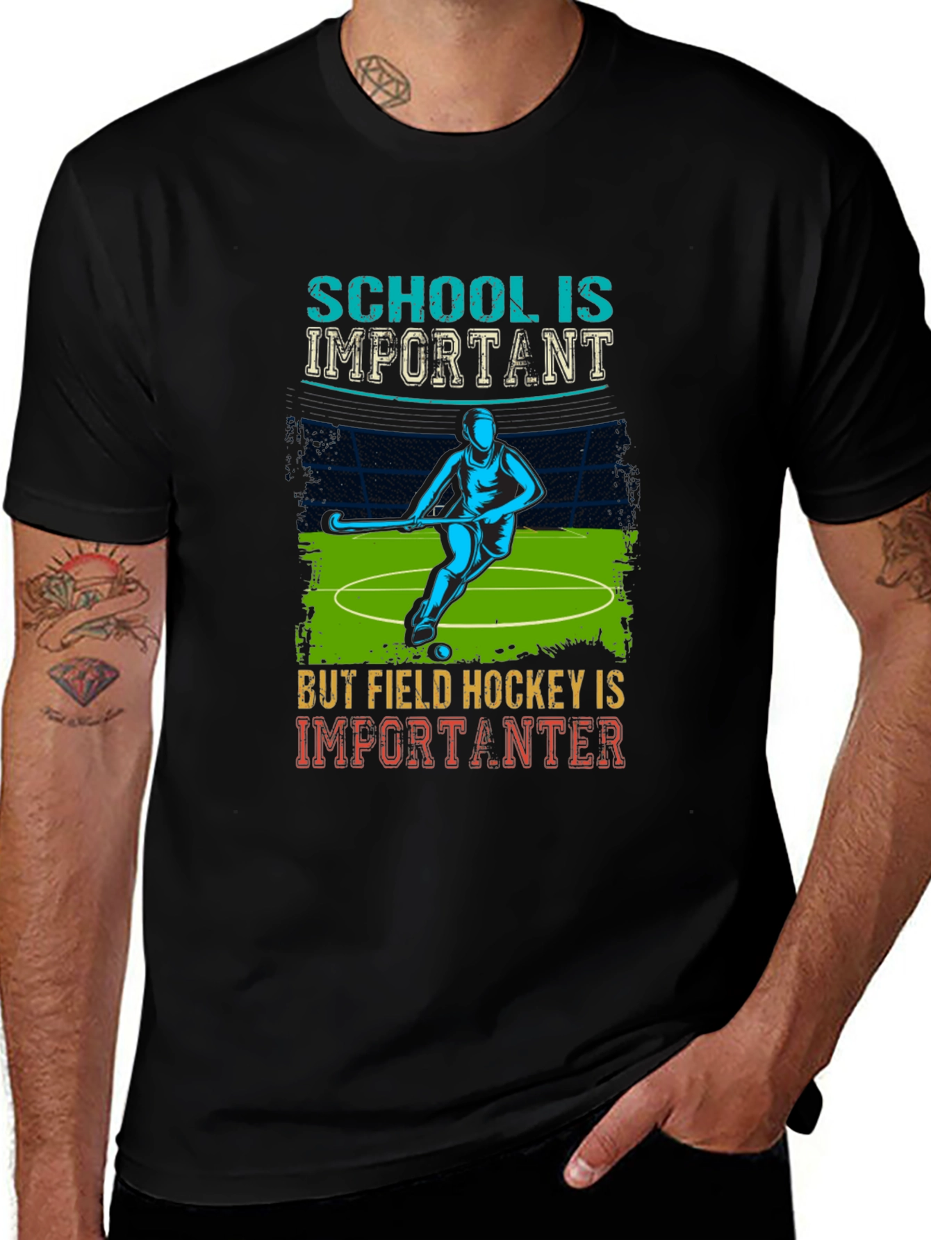 Variant 8 of Field Hockey T-Shirt: School is Important, Hockey is Importanter